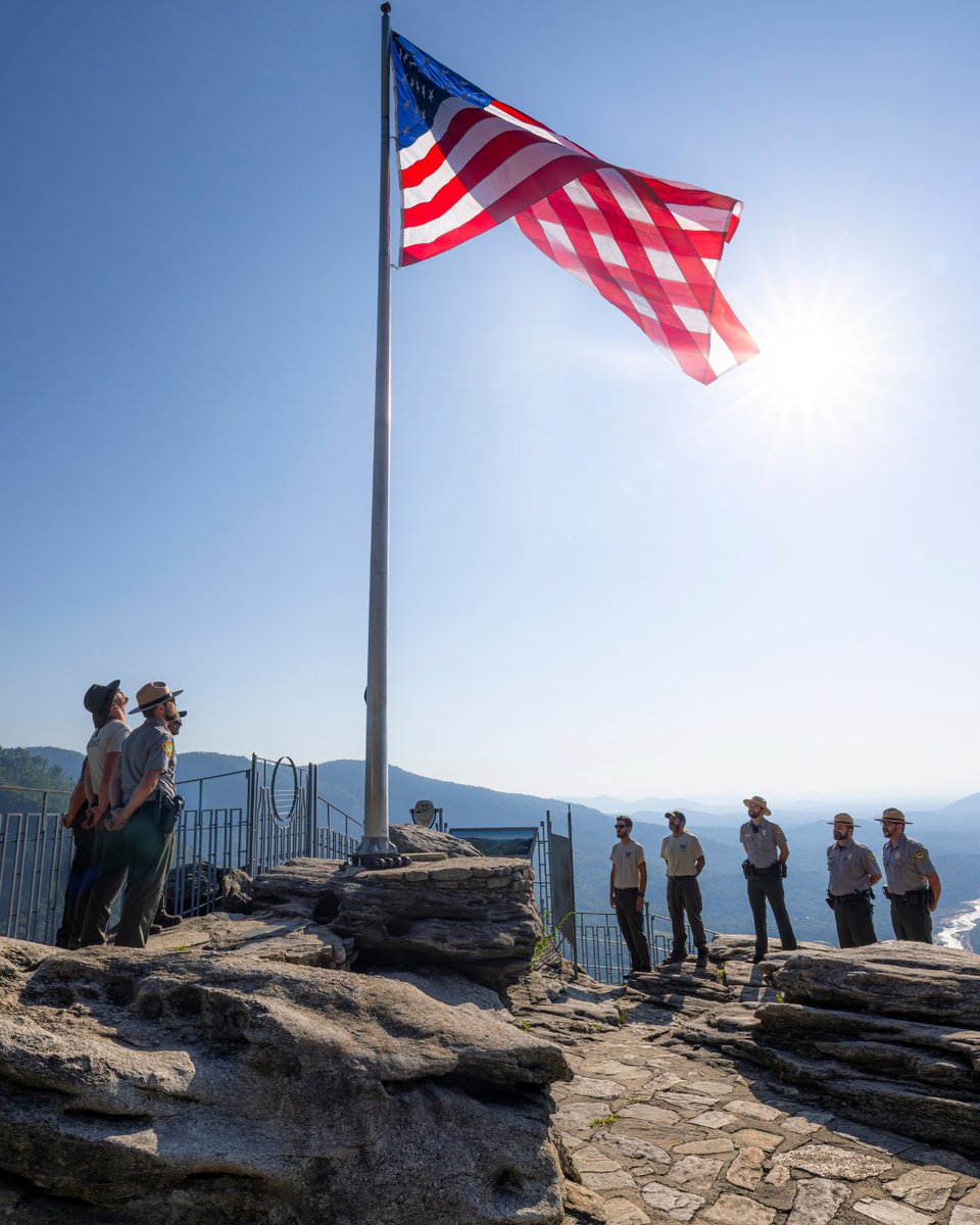 ncculture's tweet photo. Two years after Hurricane Helene, western NC continues to rebuild. Thanks to DNCR teams, partners, &amp; volunteers, vital places have been rebuilt stronger, &amp; all 18 DNCR sites affected by the storm have reopened.📷: Chimney Rock State Park, June 27, 2025. Courtesy: NC State Parks. https://t.co/14dBT1kKqe