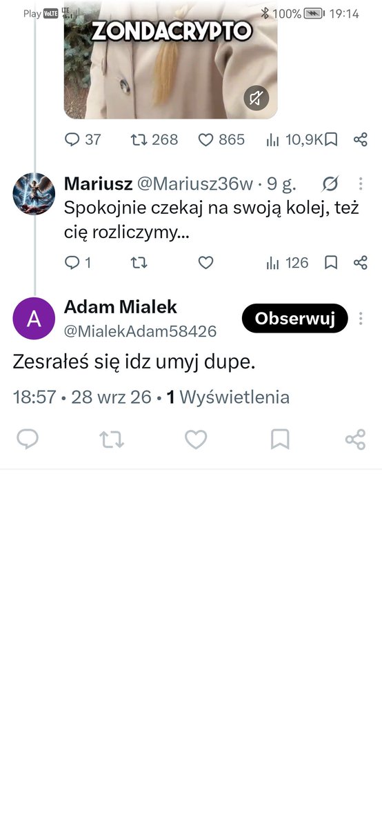 Mariusz36w's tweet photo. @WcisloMarta123 Kto się zesrał to widzą wszyscy, cwel... 🤣 https://t.co/oEn63NZD6l