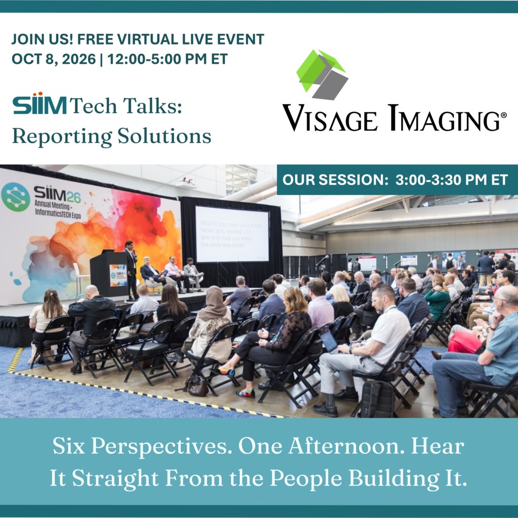 SIIMTraining's tweet photo. A special thank you to Visage Imaging for participating in the SIIM Virtual Tech Talks. Advancing enterprise imaging requires technology, expertise, and collaboration.
Register: https://t.co/Ir04LkxSjF
#SIIMTechTalks #EnterpriseImaging #ImagingInformatics #VisageImaging https://t.co/ASXvC4ogDU