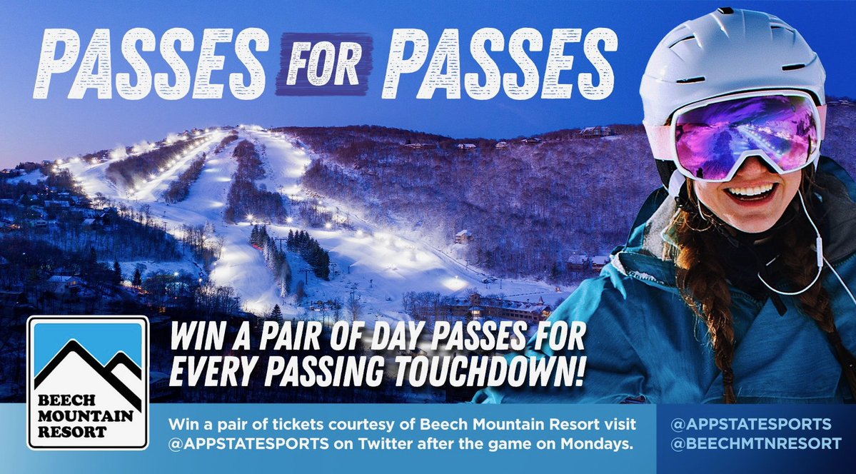 appstatesports's tweet photo. We have two pairs of day ski passes from @BeechMtnResort to give away today, following two @AppState_FB touchdown passes against NC State on Saturday!

Retweet and follow @BeechMtnResort for your chance to win until 3 p.m.

#PassesForPasses https://t.co/rrEInUr5uu