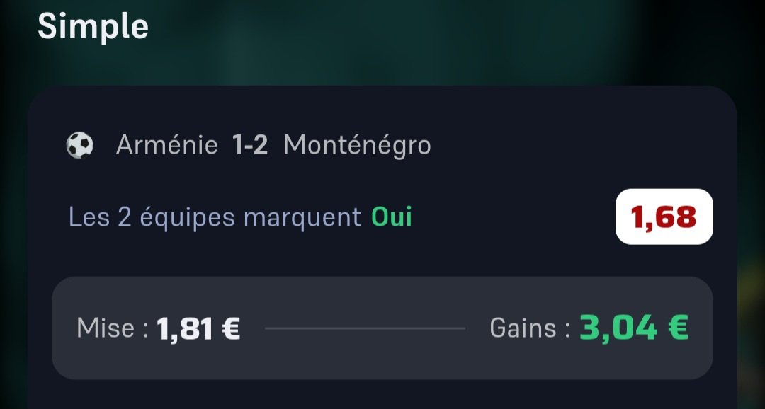 MicroBet2026's tweet photo. ✅ MICROBET — PARI N°12 VALIDÉ ✅
🇦🇲 Arménie – Monténégro 🇲🇪
🎯 BTTS — OUI ✅
💰 Cote : 1.68
🔥 Mise : 3%
💚 PARI GAGNANT ! 💚
Encore un pari qui passe dans la bankroll 📈🔥
📊 3% de mise — Gestion de bankroll toujours au rendez-vous.
🚨 MICROBET CONTINUE ! 🚨 https://t.co/qXFKsBkbdn