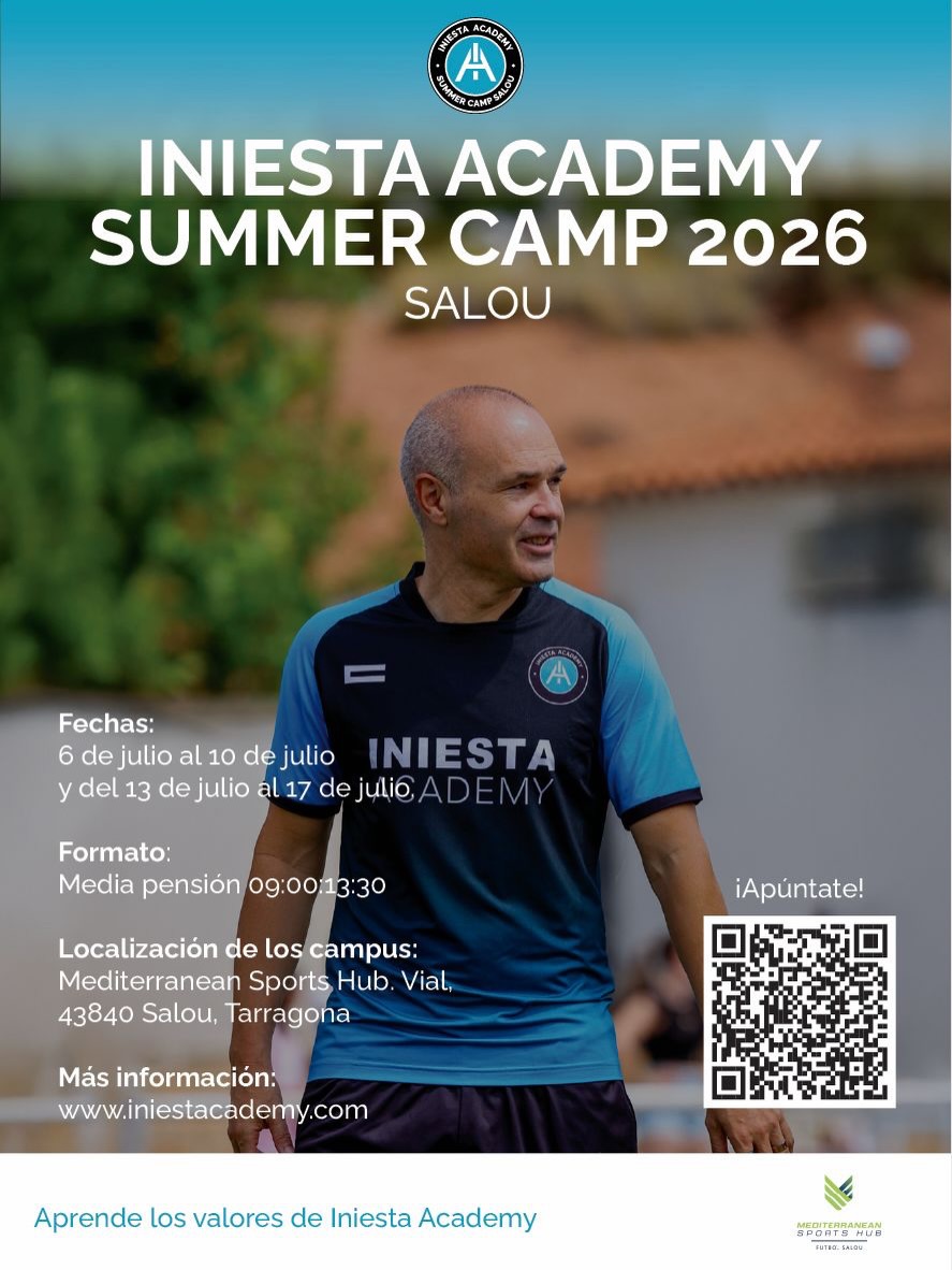 drocruzsan's tweet photo. Este verano, el fútbol se transforma en aprendizaje. ⚽️

Vuelve por tercer año el Iniesta Academy Summer Camp Salou, un espacio en el que cada entrenamiento es una oportunidad para crecer dentro y fuera del campo.

No se trata únicamente de jugar. Se... https://t.co/0qzb7KGGQC