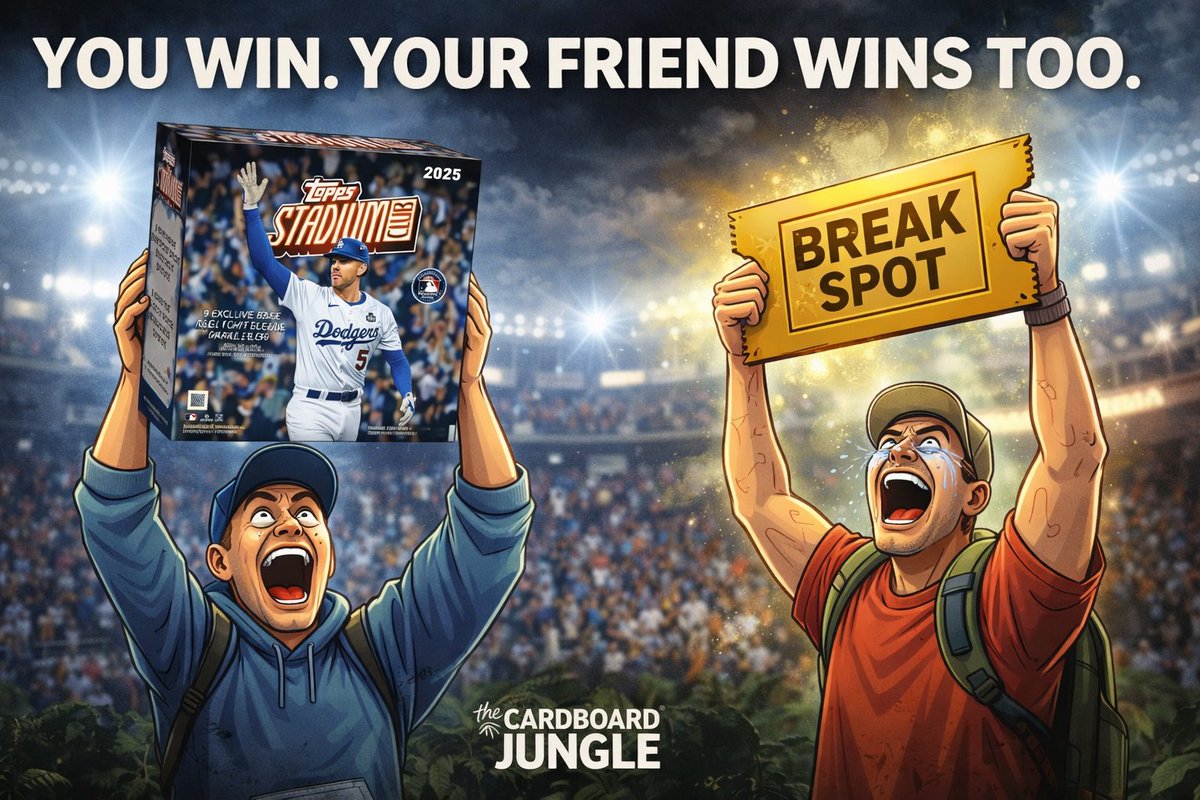 TheCBJungle's tweet photo. 🔥 GIVEAWAY TIME 🔥 
Win a '25 Topps Stadium Club Mega Box AND your tagged friend wins a FREE spot in our '25 Bowman Draft Baseball break on Oct 9.

To enter:
➡️ Follow our account
➡️ Like + repost this 
➡️ Tag a friend who'd lose their mind pulling a Stadium Club hit

EXTRA ENTRY: Join our newsletter at 
https://t.co/qxrlUHpCQs and DM us proof.

Winners announced Sunday (10/4) at 8 PM ET. Good luck!