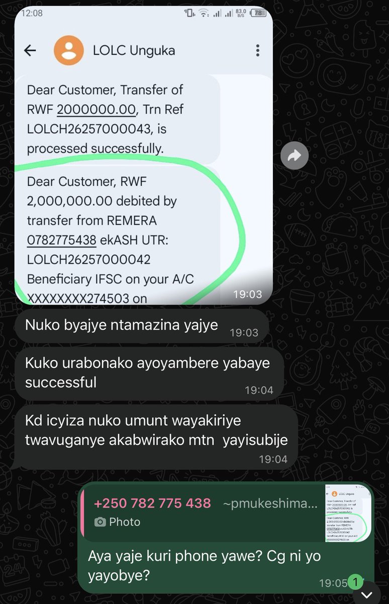 oswaki's tweet photo. Mwiriwe neza @MoMo_Rwanda na @MTNRwanda 

Uwo munyeyi yayobeje frw miliyoni 2 arayahagarikisha. Avuga ko frw mwayavanye kuri MoMo number yari yayobeyeho ariko ko mukayagumana aho kuyashyira kuri konti ya nyirayo. 

Ni iki yakora ngo ave muri iki gihirahiro arimo kuva ku wa 14/09/2026 kugeza ubu? 

Hagati aho, @RSwitch mukwiye gukemura iki kibazo cy’amabanki atarashyizemo option y’amazina ya konti umuntu yoherejeho cash akoresheje #eKash.