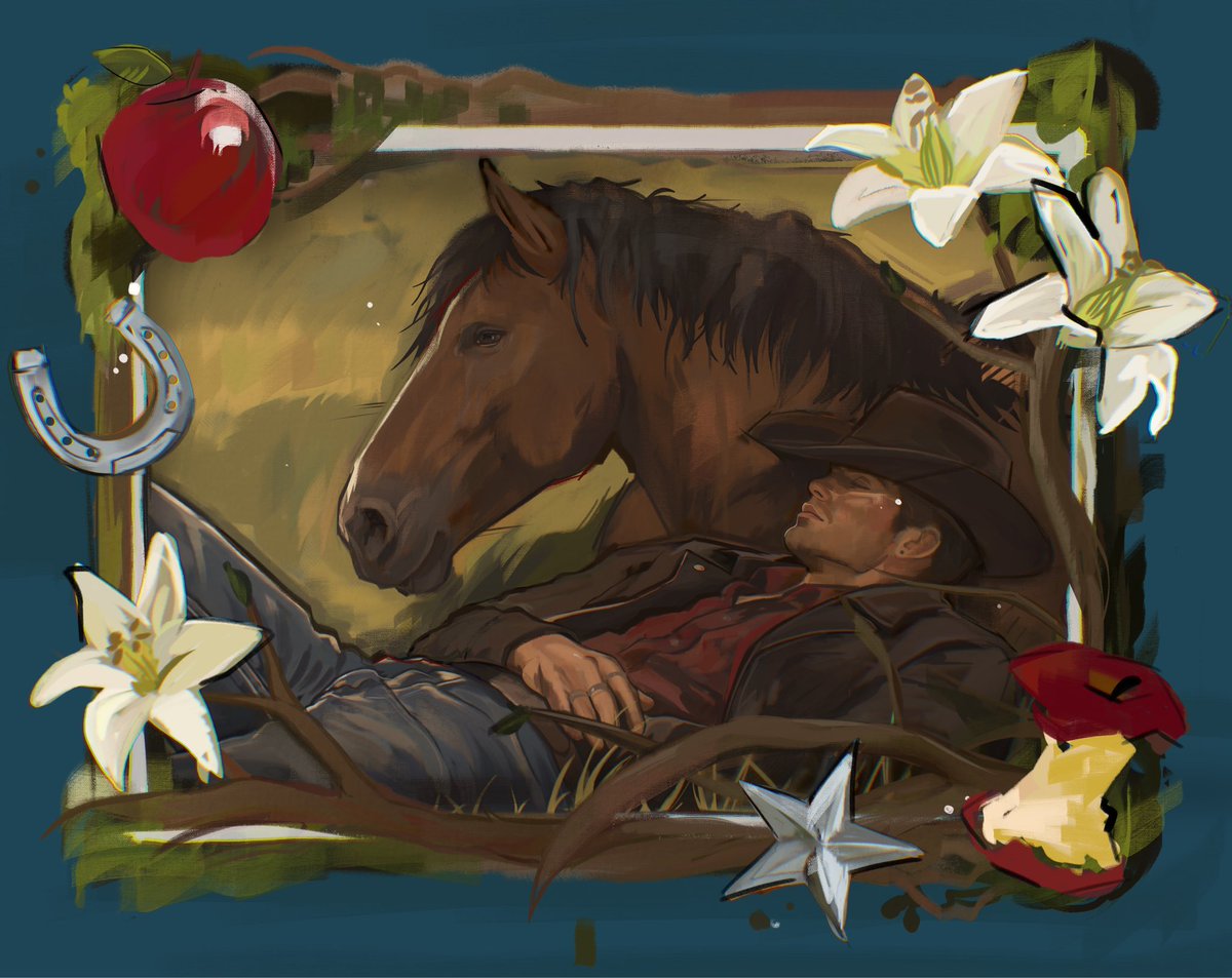pommepony's tweet photo. cowboy dean winchester &amp; his pony called baby

#supernatural

(entry for a dtiys on insta) https://t.co/vSz26nHsa6