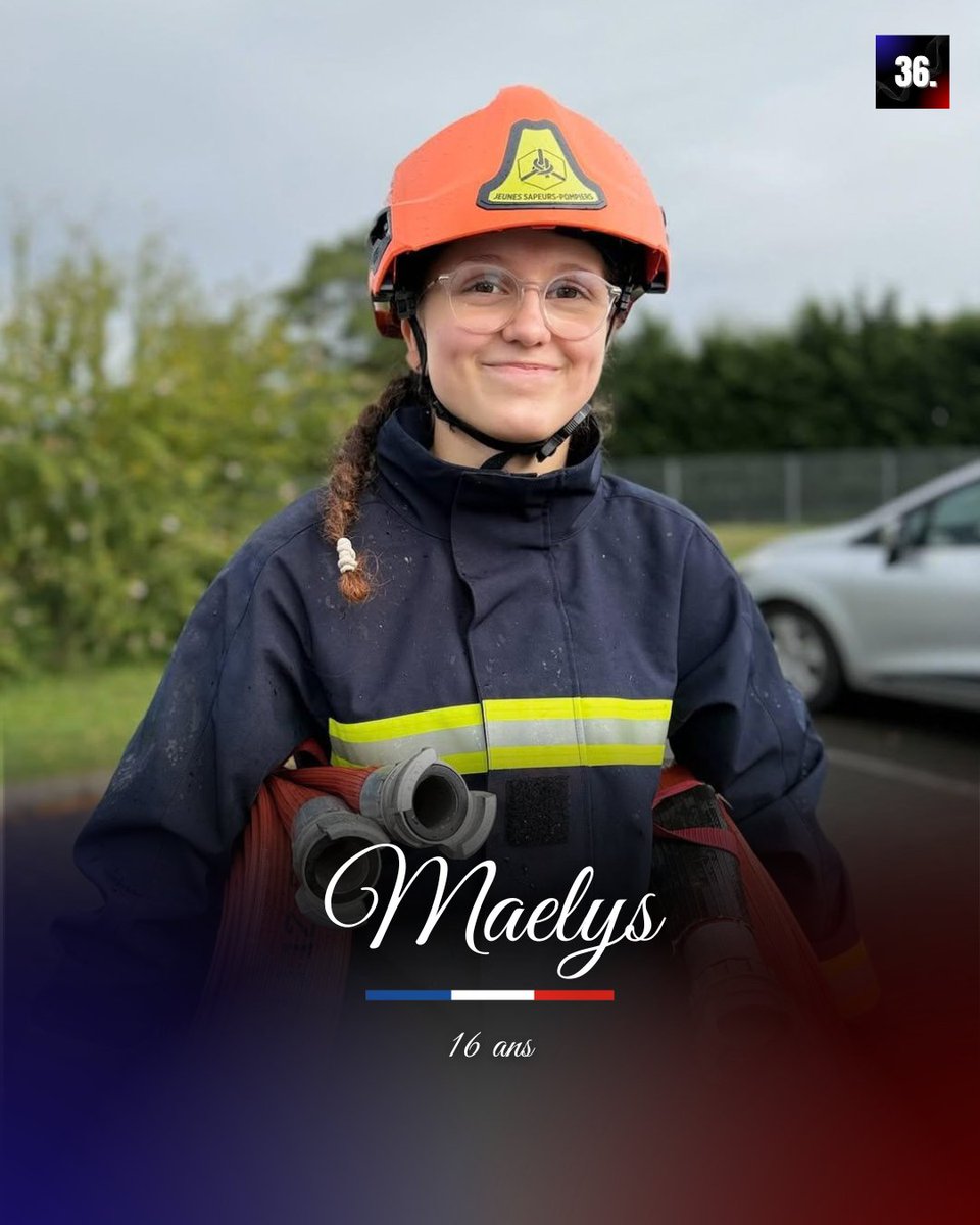 36_qdo's tweet photo. Hommage à Maelys, jeune sapeur-pompier décédée à l'âge de 16 ans.

Elle était JSP à la caserne de Montmerle-sur-Saône, et rêvait de devenir pompier.

J'adresse mes sincères condoléances à sa famille, ses amis et aux JSP de l'Ain.

© tous droits réservés https://t.co/A6zng23fDU