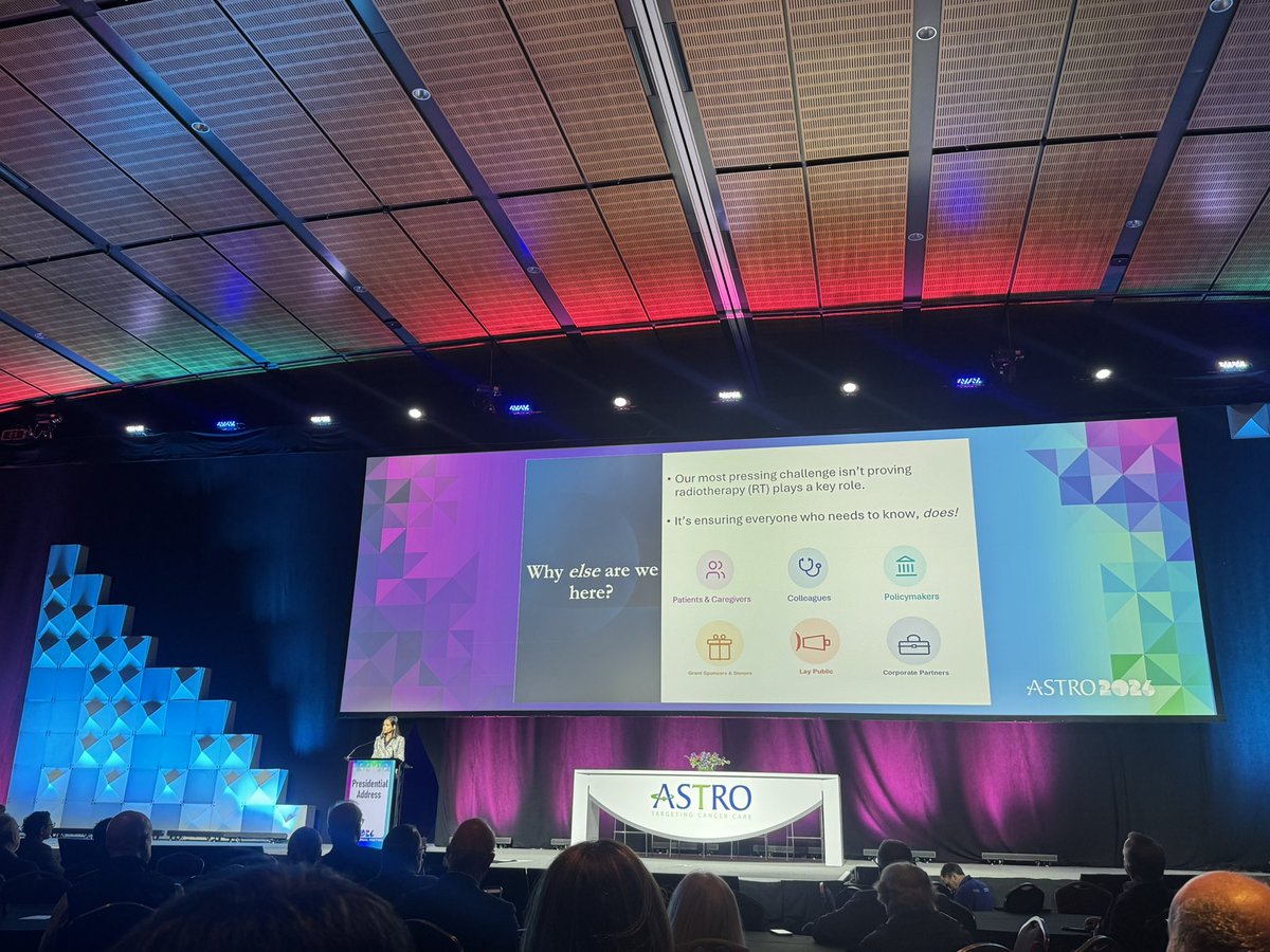 lauren_henke's tweet photo. @NehaVapiwala speaking now in her #ASTRO26 Presidential address, giving us all an immediate call to action to get out of the basement and better communicate the strengths of our field 💪🏼 @ASTRO_org https://t.co/BiZdQG8i8M