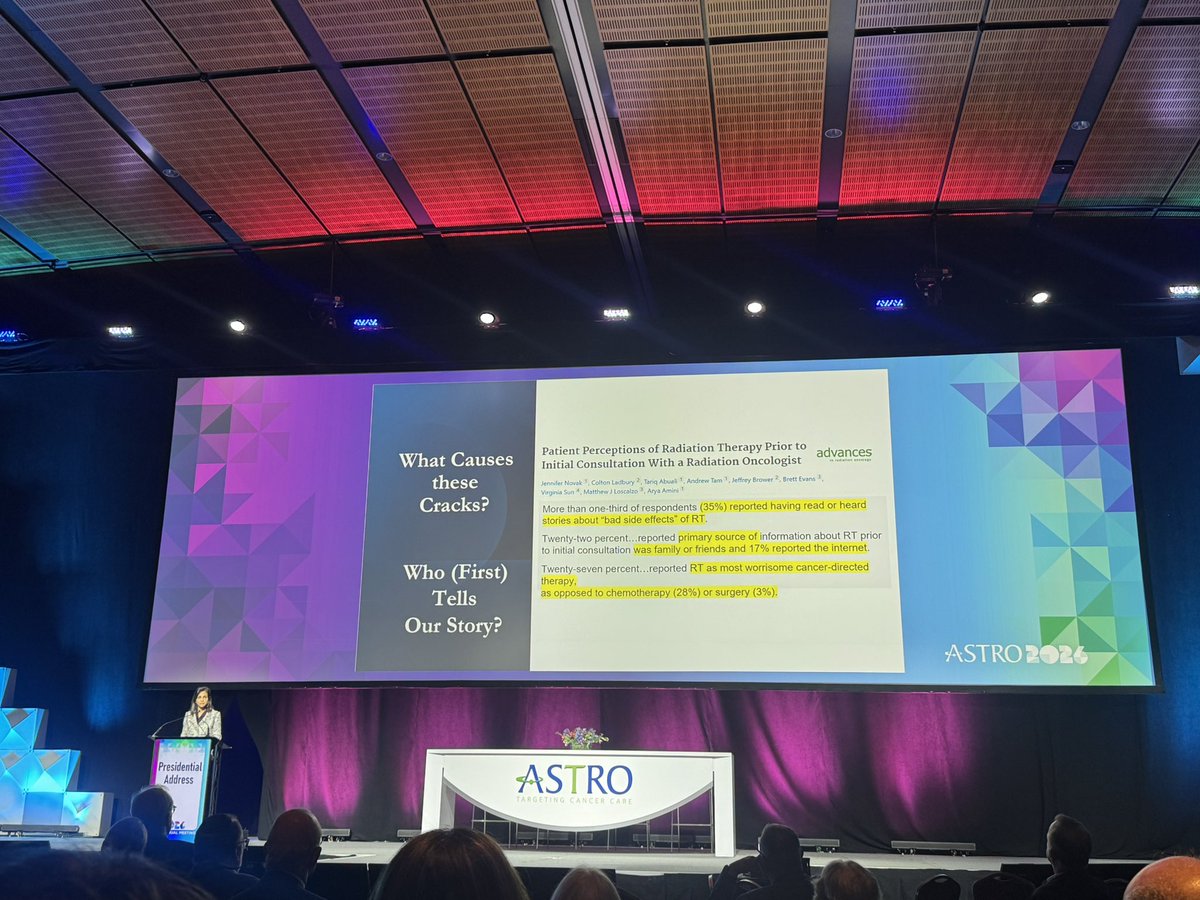 lauren_henke's tweet photo. @NehaVapiwala speaking now in her #ASTRO26 Presidential address, giving us all an immediate call to action to get out of the basement and better communicate the strengths of our field 💪🏼 @ASTRO_org https://t.co/BiZdQG8i8M