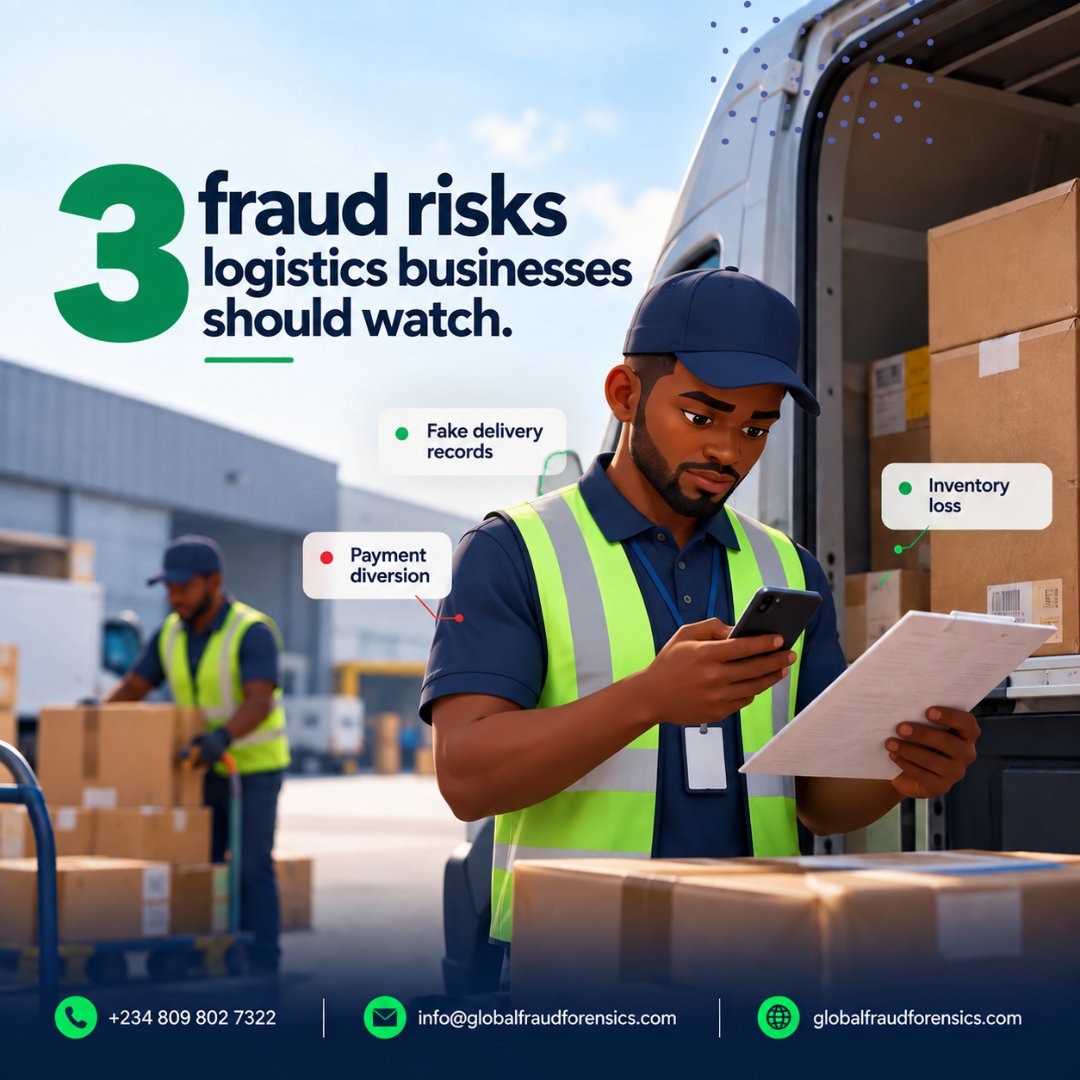 FraudXposeNG's tweet photo. A delivery can look perfect on paper and still hide a fraud risk.
Strong logistics operations need more than speed and efficiency. They need controls that make fraud harder to hide.
Is your logistics business protected?
#fraudprevention #logisticssecurity #fraudmanagement https://t.co/xCwefzeNzw
