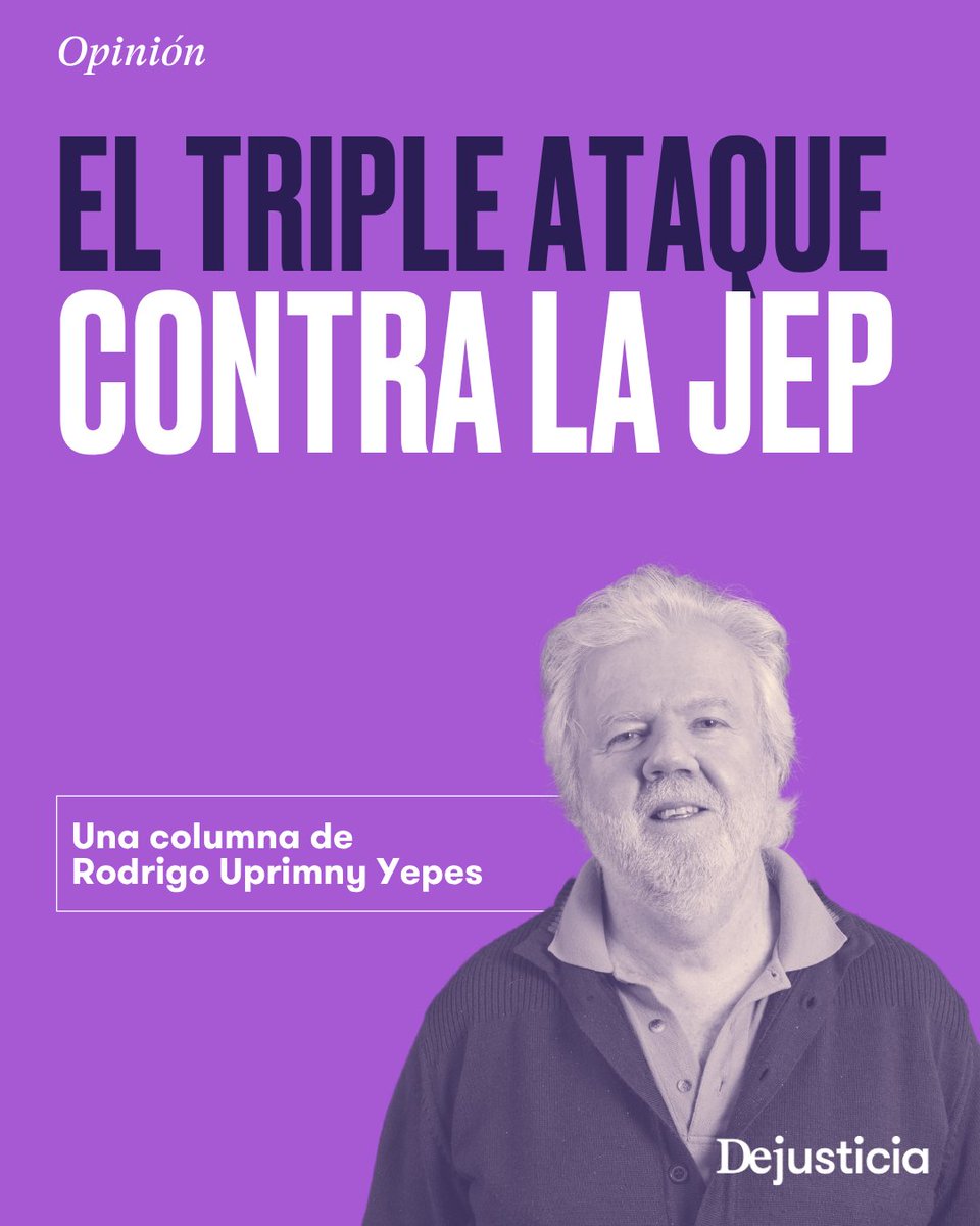 Dejusticia's tweet photo. #OPINIÓN La JEP es un elemento clave del Acuerdo de Paz por cuanto debe permitir un cierre jurídico del conflicto armado con las extintas FARC al establecer las responsabilidades penales de los máximos responsables de las peores atrocidades.
👉Columna: https://t.co/9qHegQonsf https://t.co/2smHd6w8nH