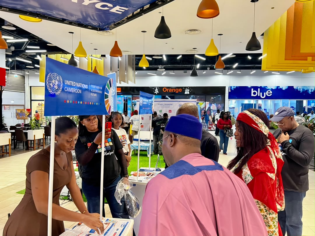 OIMCameroun's tweet photo. #SDGWeekofAction

@OIMCameroun joined the @UN_Cameroon family in Yaoundé for a youth outreach event during #SDGWeek, highlighting the importance of equipping youth with the knowledge and skills to make informed decisions and contribute to sustainable development. 

#Act4SDs https://t.co/IHDPxRAwyL
