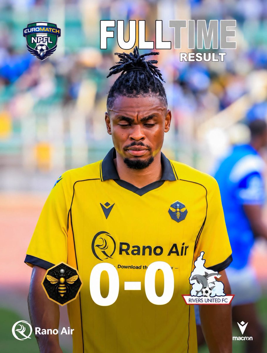 ranchers_bees's tweet photo. FULL-TIME.

A goalless draw at the Sani Abacha Stadium.

Not the result we wanted, but we take the point and move forward. 🖤💛 https://t.co/W8iWjFOIZZ