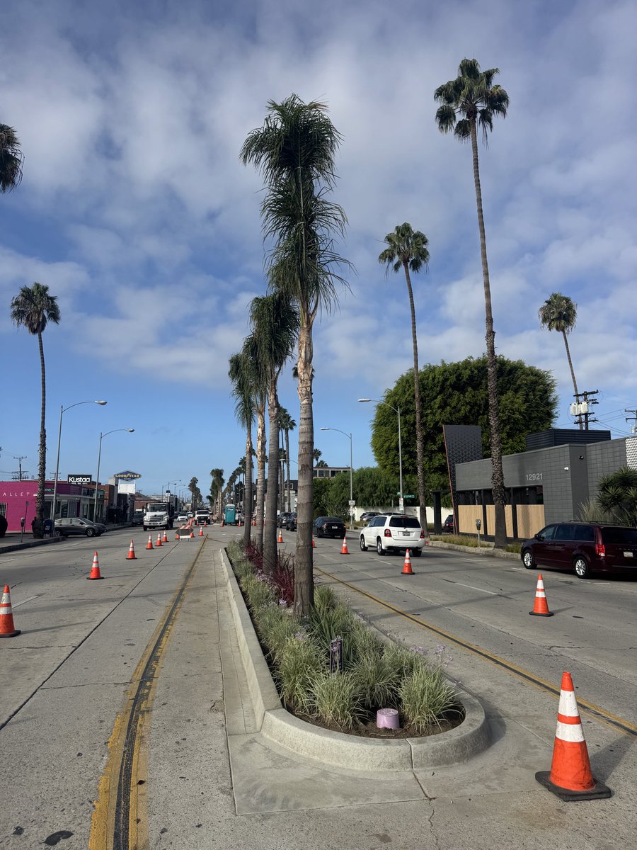 _MattHuff's tweet photo. New planted medians going in on W Washington Blvd in Culver City!
(near the Costco)

A 20yr project that aims to reduce blight, lower vehicle speeds &amp; turning conflicts, and will add a massive stormwater capture &amp; treatment under Glencoe Avenue ahead of the upcoming El Niño! https://t.co/9JjCGTlUbY