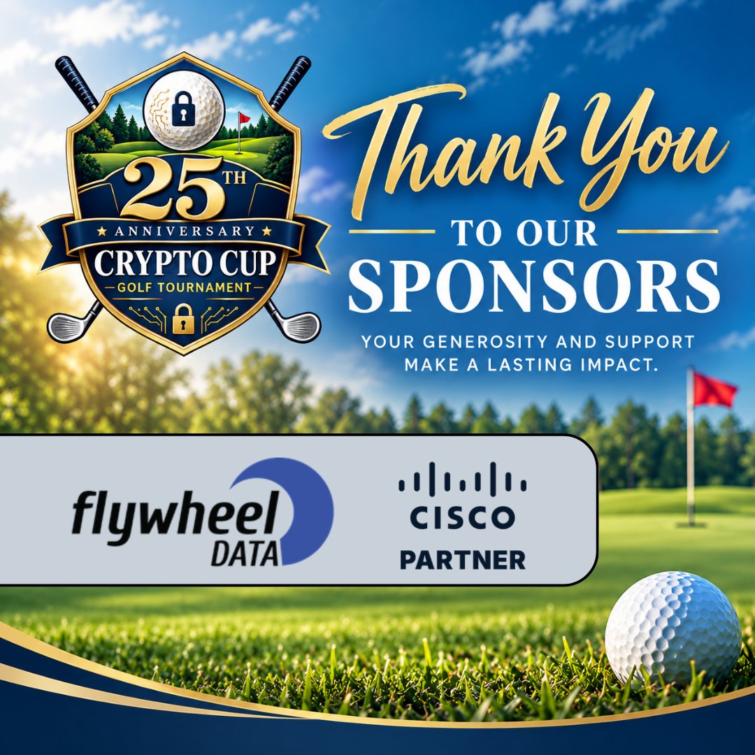 NCFcyber's tweet photo. Thank you to Flywheel Data/Cisco as Corporate Tournament Sponsors of the 25th Annual Crypto Cup. We are excited for this fun day of friendly competition, networking, and supporting the NCF mission.
#NCF #Cybersecurity #CryptoCup https://t.co/yQouTk0DO7