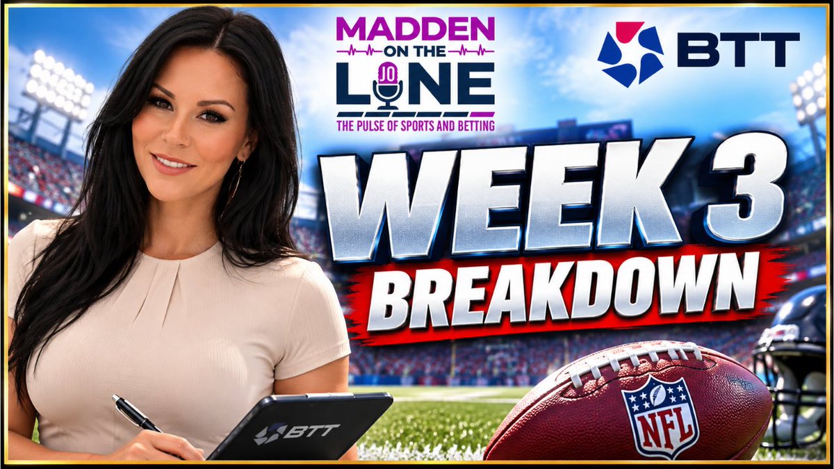 maddenontheline's tweet photo. NFL Week 3 Fallout: MNF Best Bets &amp; the Week 4 Lines You Need to Watch | Madden On The Line LIVE

Today, 3:00pm ET, on BTT or...

Click here to Watch ➡️https://t.co/ikTEhfH96z

@JoMaddenSports | @BizTalkTodayTV | #NFL #Football #Week3 #Week4 #MNF #JoMadden https://t.co/EYhxKYONep