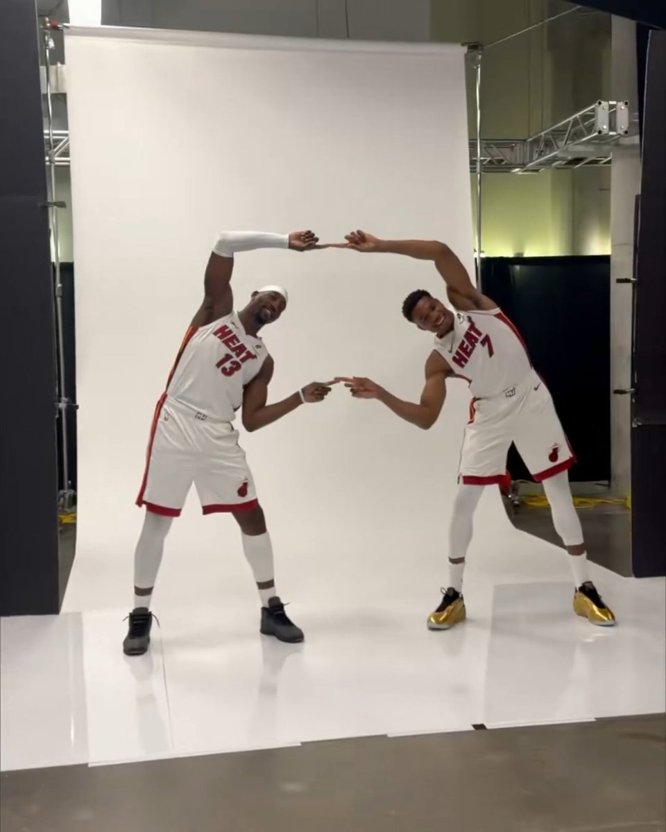 Complex's tweet photo. Bam Adebayo and Giannis hitting the fusion pose from 'Dragon Ball Z' https://t.co/CfrSzDRRvb