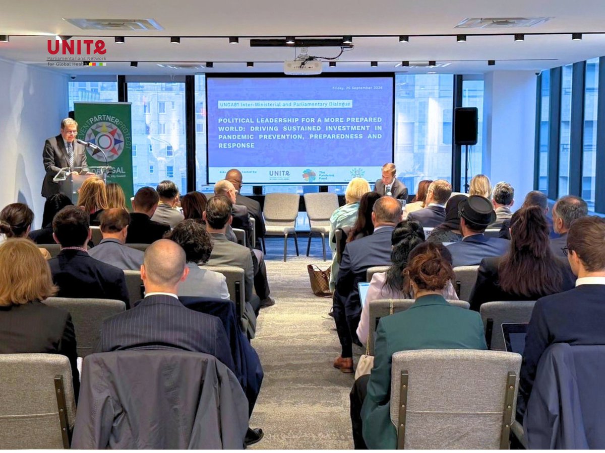 UNITE_MPNetwork's tweet photo. Political leadership for a more prepared world 🌍
On Friday, September 25, UNITE and @Pandemic_Fund convened an inter-ministerial and parliamentary breakfast dialogue on the margins of the UN High-Level Meeting on Pandemic Prevention, Preparedness and Response #PPPR at UNGA81 https://t.co/n6B0beP8fs