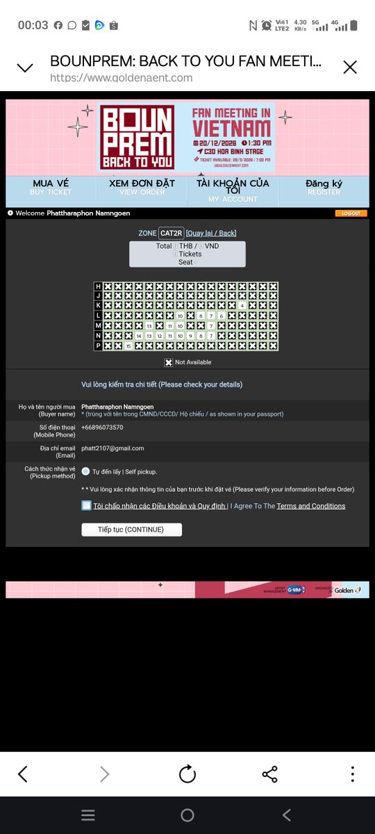 Phattnam's tweet photo. บัตรเหลือประมาณนี้
ใครสะดวก ไปหา บป กันนะคะ
ถ้าบัตรไม่หมด ชั้นจะกดอีกใบ!!!!
#BounPremFMinVietnam
#BounPrem #BackToYou
#GMMTV #GoldenAVietnam https://t.co/dNyXbKFHvH