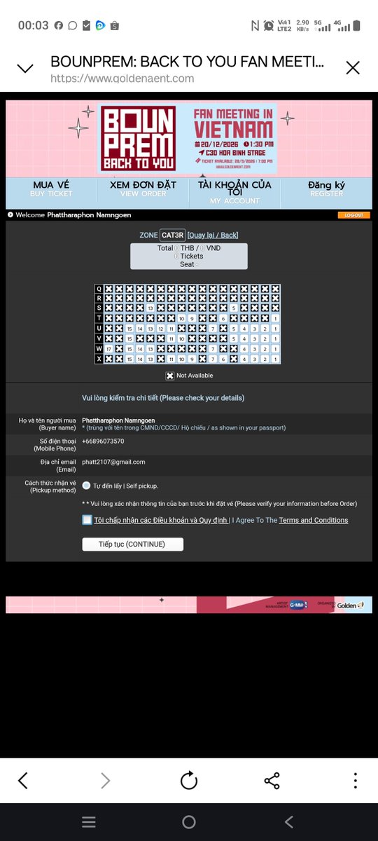 Phattnam's tweet photo. บัตรเหลือประมาณนี้
ใครสะดวก ไปหา บป กันนะคะ
ถ้าบัตรไม่หมด ชั้นจะกดอีกใบ!!!!
#BounPremFMinVietnam
#BounPrem #BackToYou
#GMMTV #GoldenAVietnam https://t.co/dNyXbKFHvH