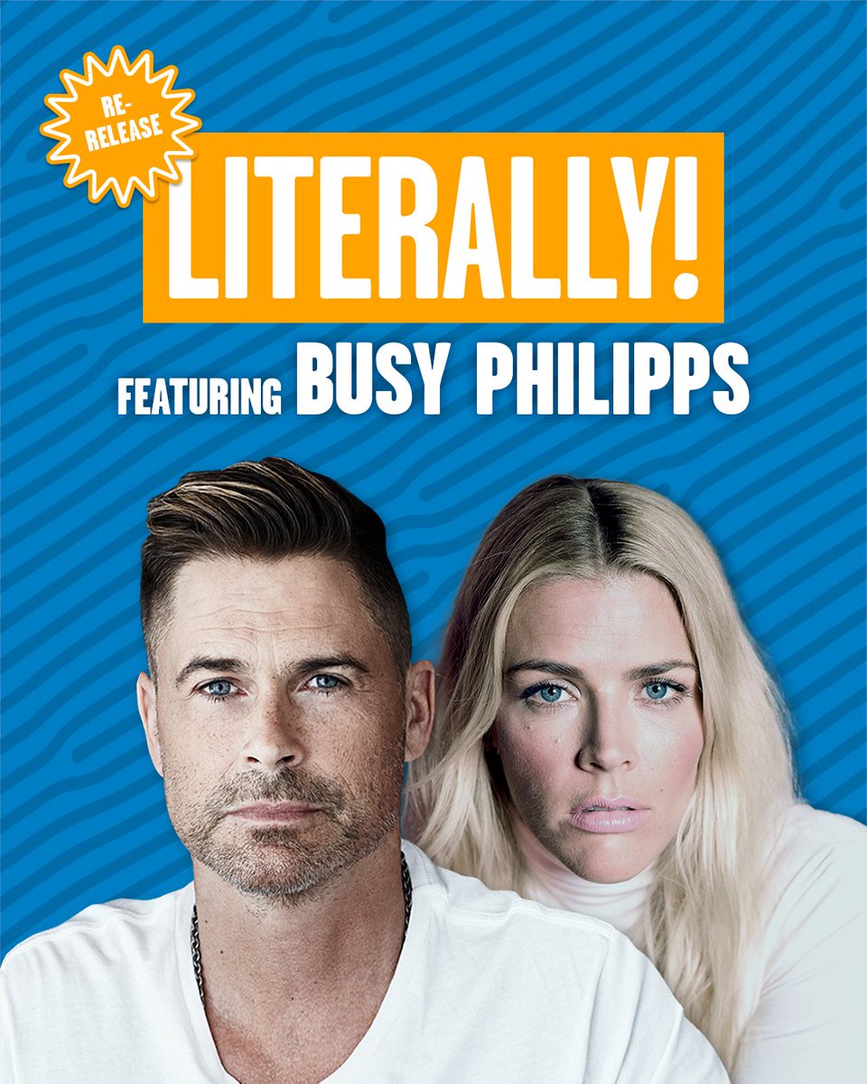 TeamCoco's tweet photo. Today on #Literally we’re re-releasing @RobLowe's conversation with Busy Philipps! They discuss the inside scoop on her experience at the Academy Awards, why she feels out of place in NYC, which SNL star is her fairy godmother, and more! Listen: https://t.co/SZAeLQ3McC https://t.co/fIKMYJe6x2