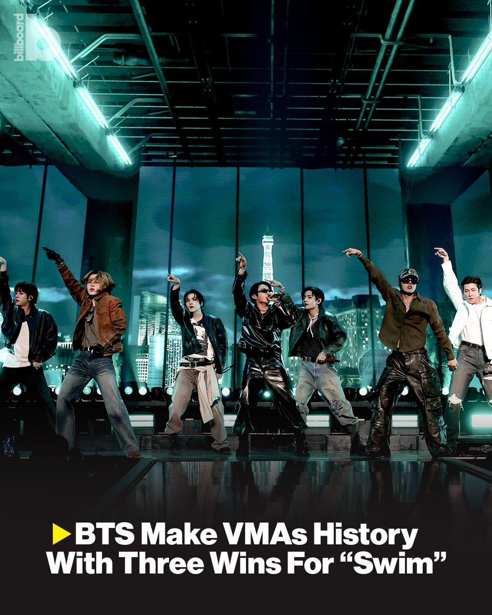 billboard's tweet photo. BTS did not attend the 2026 #VMAs, but they did score three new Moon Persons: song of the year, best K-Pop and best group video. 🏆

More details + see who else broke records at last night's show: https://t.co/pYknTP9vhT https://t.co/hncxn9RGwY