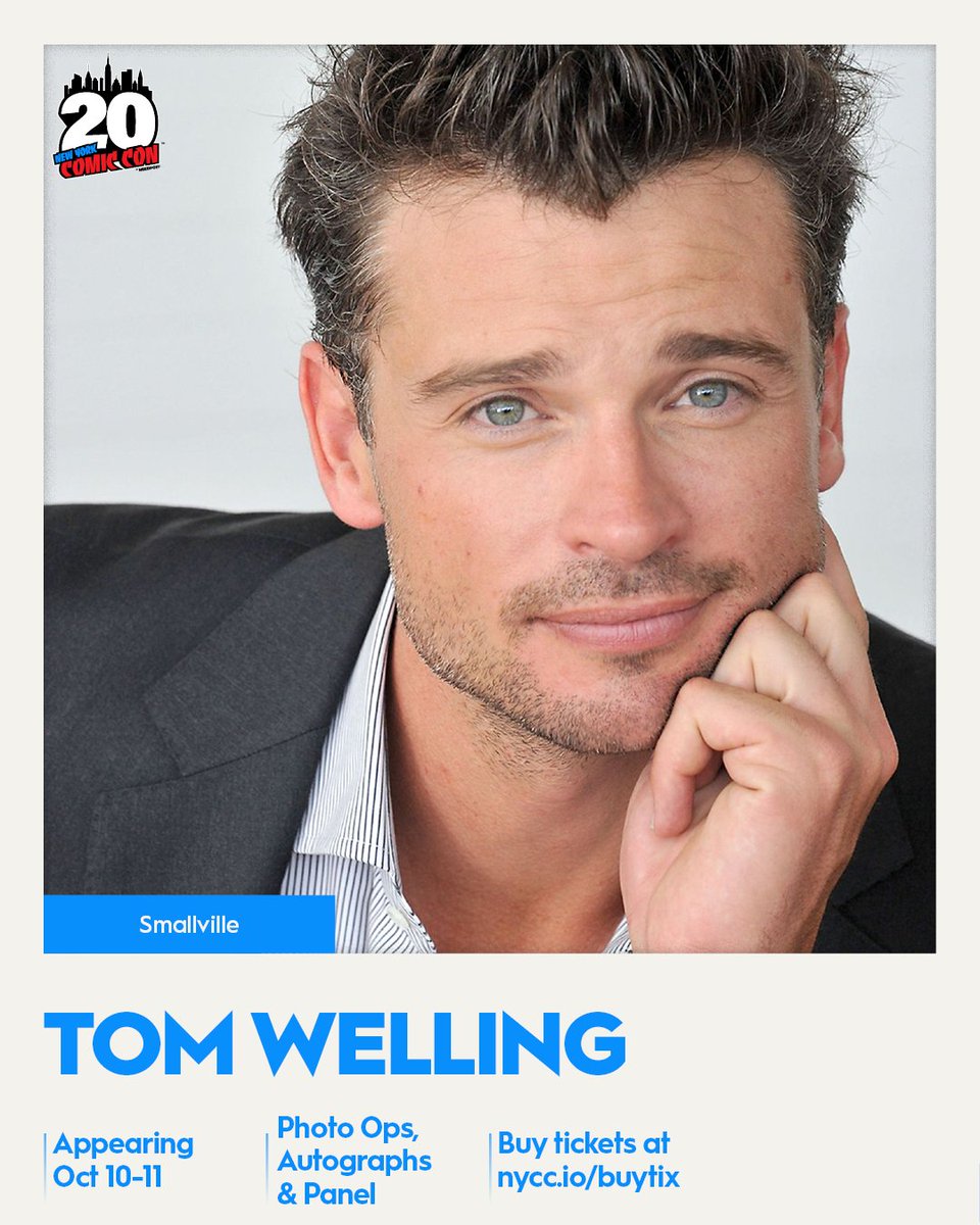 NY_Comic_Con's tweet photo. ICYMI 💥 Smallville is celebrating 25 years at NYCC! Meet Tom Welling, Kristin Kruek, Erica Durance, and Michael Rosenbaum for Photo Ops & Autographs October 10-11 and attend the Smallville panel on October 10.  

The Road to Superman: 25 Years of Smallville 
Saturday, October 15 at 11:00 AM 
North-Room 405 

Photo Ops & Select Autographs are on sale now: https://t.co/YvAqAkNwTV 

If you don't see an Autograph listed for an NYCC guest, you will be able to buy it onsite at their signing table. 

Sunday tickets are selling fast. Get yours at https://t.co/bGfHEghTqs