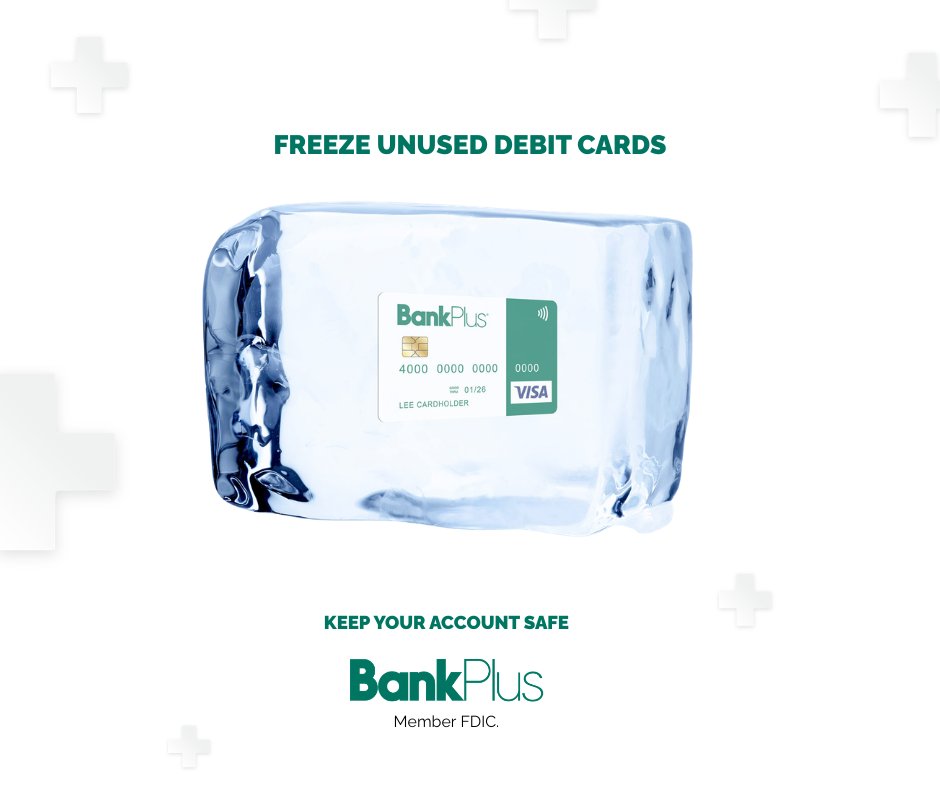 BankPlus's tweet photo. Freeze unused or lost debit cards in your BankPlus app.
Not using a card this week? Can't find it? Freeze it. Many apps, including ours, let you lock and unlock cards instantly, no need to cancel unless it’s compromised. https://t.co/QNyPUAcwCa