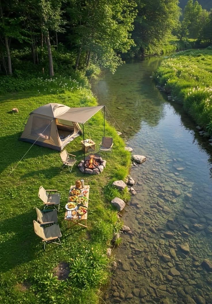 DesignWorld_x's tweet photo. Camp by the water. Everything else can wait. 🏕️🔥 https://t.co/V2vsumwqYu