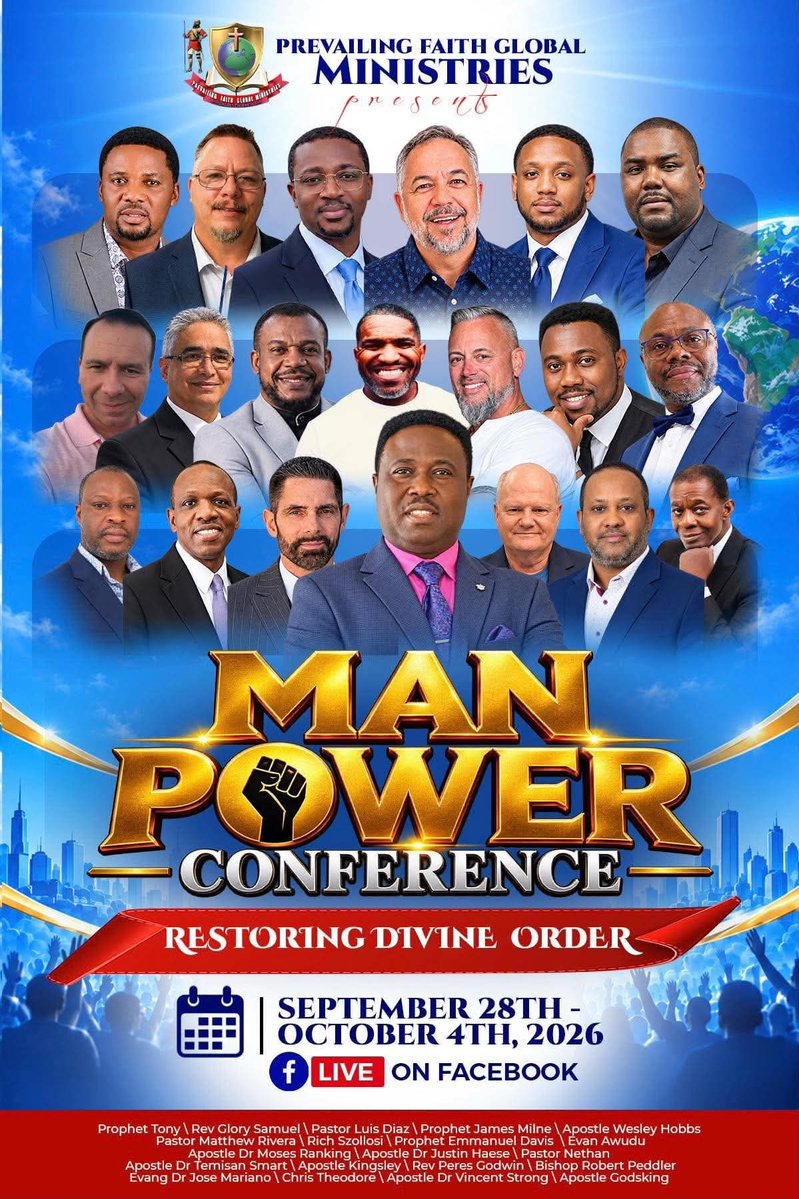 prophetJPMilne's tweet photo. #ManPowerConference “RESTORING DIVINE ORDER 1 Cor. 14:40” Starts Tonight @7PM EDT! We will Join in this Week & For our People Come join us this Friday Night October 2nd @ 7PM on Apostle Vincent Strong Ministries Ministry Page & I’ll Be Ministering
#MensConference #MenOfPurpose https://t.co/eFNYo0qOg2