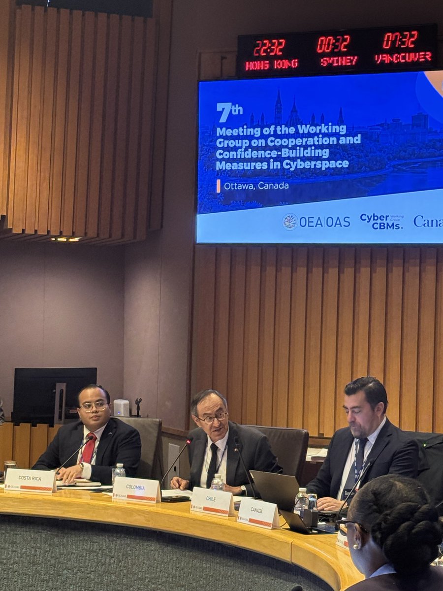 ColEmbCanada's tweet photo. Colombia participó en la 7ma Reunión del Grupo de Trabajo sobre Cooperación y Medidas de Fomento de la Confianza en el Ciberespacio de la OEA, realizada en Ottawa los días 23 y 24 de septiembre. El encuentro reunió a los Estados Miembros para fortalecer la cooperación regional https://t.co/hoDyr4h83a