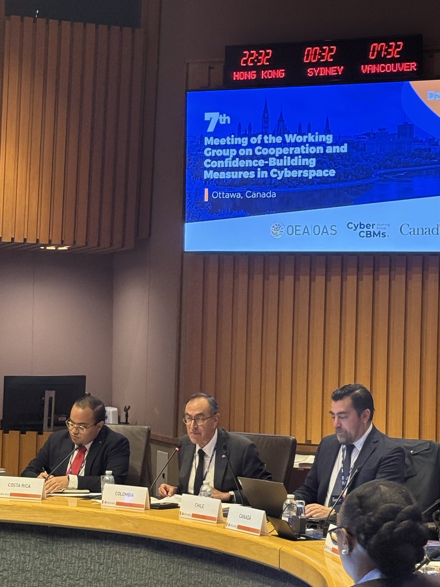 ColEmbCanada's tweet photo. Colombia participó en la 7ma Reunión del Grupo de Trabajo sobre Cooperación y Medidas de Fomento de la Confianza en el Ciberespacio de la OEA, realizada en Ottawa los días 23 y 24 de septiembre. El encuentro reunió a los Estados Miembros para fortalecer la cooperación regional https://t.co/hoDyr4h83a