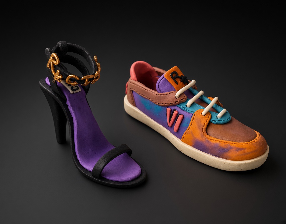 planetspho's tweet photo. Lucia’s new kicks just dropped...
One for the streets, one for the nights. Sculpted out of plasticine
​Which pair would Lucia rock in Vice City?
​@RockstarGames @GTAVI_Countdown
#GTAVI #vicecity https://t.co/rqQcLqEga3