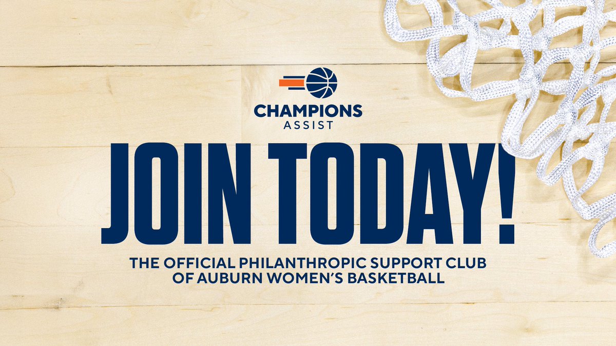 AuburnWBB's tweet photo. Looking for more ways to support Auburn Women’s Basketball? Look no further! Become a member of the Champions Assist Club, the official philanthropic support club of Auburn Women’s Basketball 🏀 

https://t.co/fccHNBypek https://t.co/RfZvplnZuH
