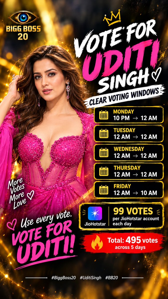 UDSQUAD_'s tweet photo. VOTE FOR UDITI SINGH 

Download Jio Hot Star App 

Follow these instructions for vote

#UditiSingh #BiggBoss20 https://t.co/klRdFE16Xx