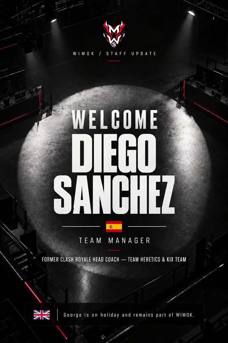 WimokCS2's tweet photo. Please welcome Diego 🇪🇸 to WIMOK!

Diego joins us as team manager, bringing years of esports experience and a shared belief in where this team can go. We’re thrilled to have him alongside us for the next chapter.

Welcome to the team, @_desp97. ❤️🖤 https://t.co/Gd0OH6bkNu