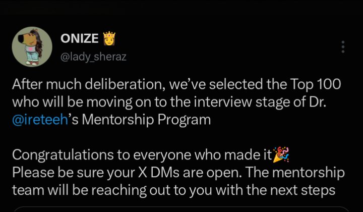 TechFrancisca's tweet photo. If not for rain by now all my neighbors will have rush in with how I was shouting and crying for getting into the next stage of this mentorship, I am really grateful to @ireteeh and @lady_sheraz, I promise to get a love letter from you ma. So help me God https://t.co/natAra8Exm