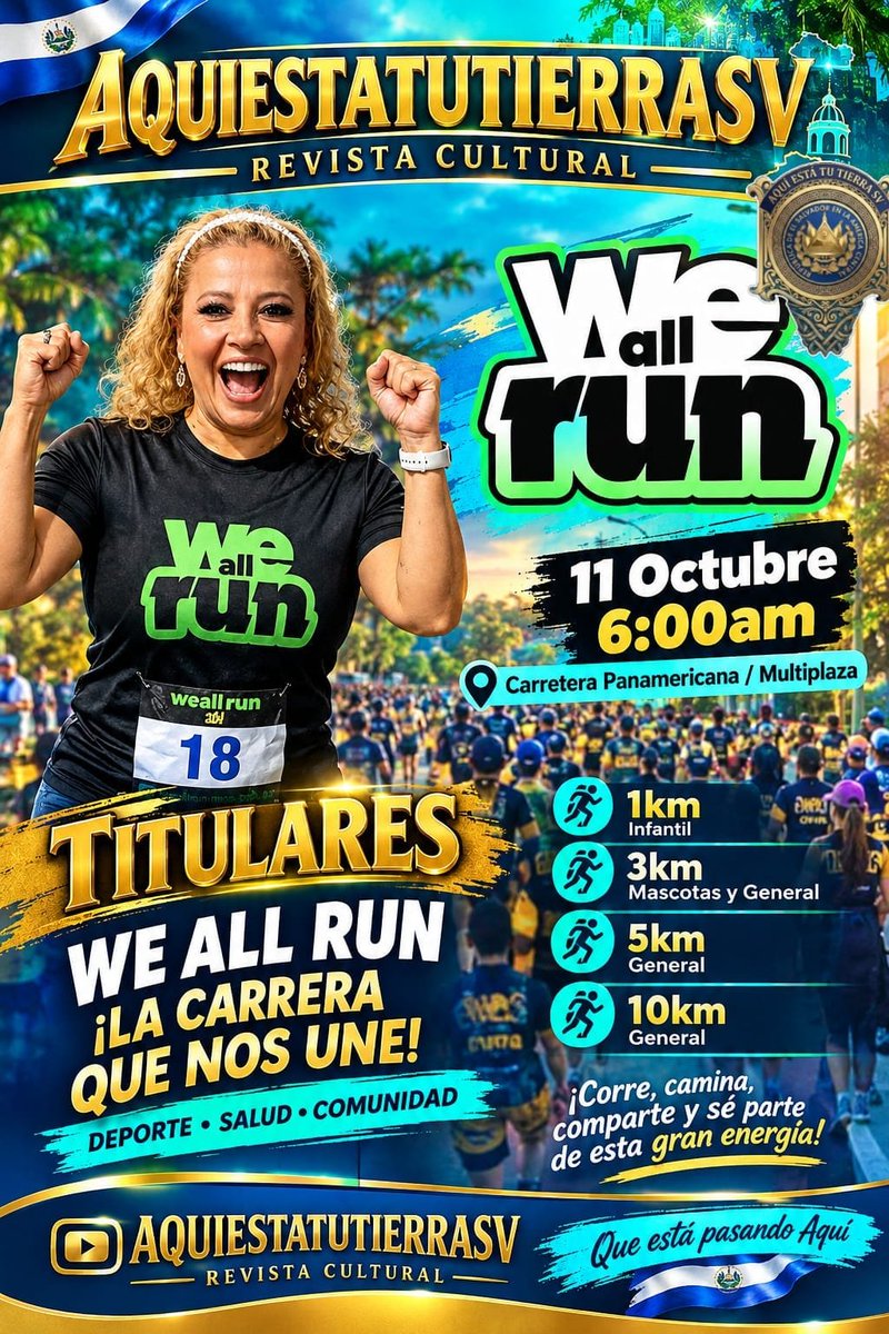 Abbmassin's tweet photo. ESTOS LISTOS  !! Invita Ministerio de obras públicas 
La competencia We All Run está lista para el domingo 11 de octubre, en San Salvador.🏃‍♂️🐶 #LaCasaDeLosFamososMéxico
#DiorSS27 #nayibbukele #viral 
Inscríbete en este link: https://t.co/EFTW0YDO2z https://t.co/VK8u323rGY