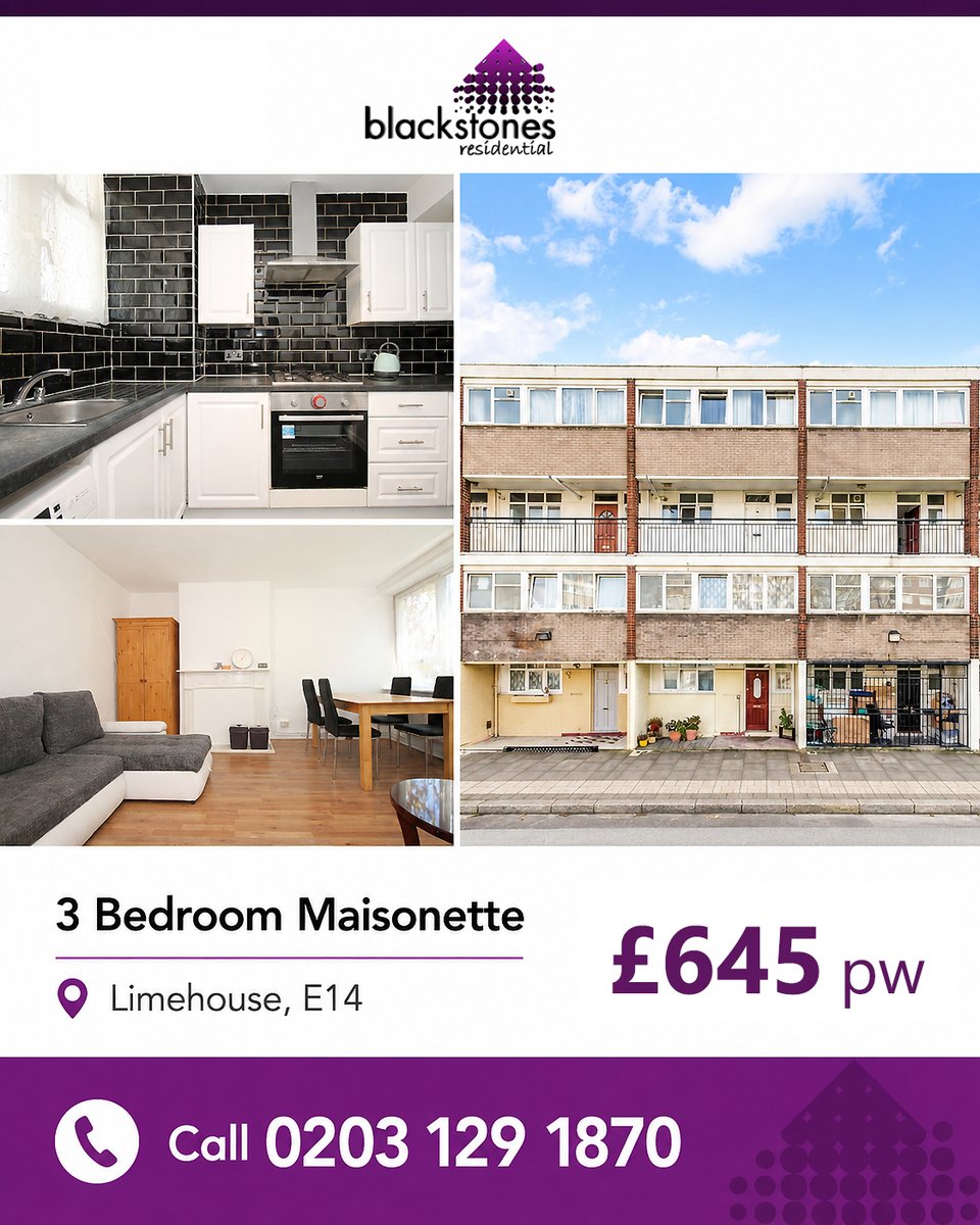 BlackstonesRes1's tweet photo. TO LET | Southwater Close, Limehouse E14
3-bed maisonette | £645 pw

✔️ Large living room + garden
✔️ Off-street parking
✔️ 2 mins from station

📞 0203 129 1870

#Limehouse #E14 #ToLet #LondonProperty 

#EastLondon #PropertyToRent #CanaryWharf

https://t.co/3HMLJPqsXR https://t.co/sXEO4lVoOk