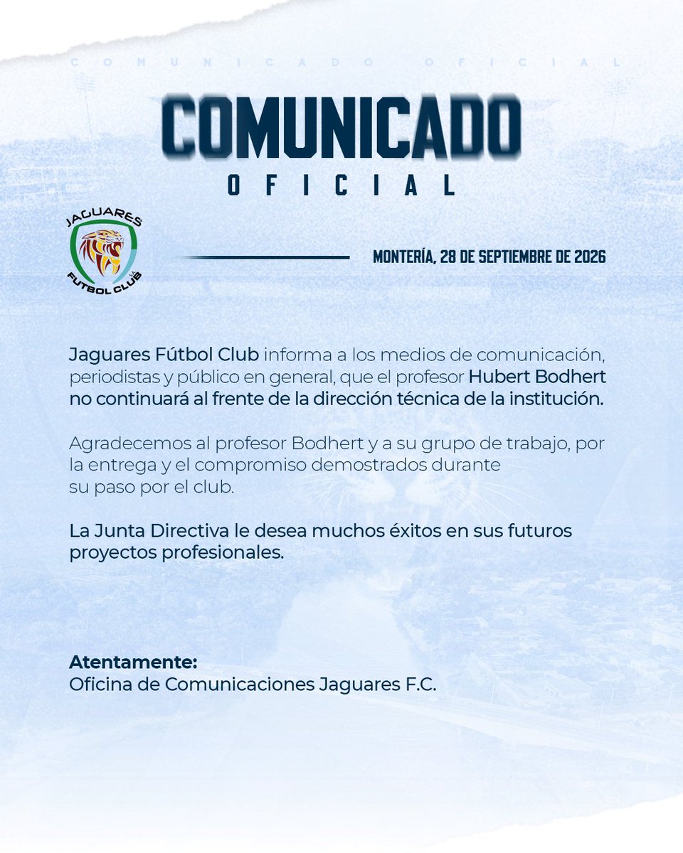 JaguaresdeCord's tweet photo. Comunicado Oficial. https://t.co/CWcdpzlPNp