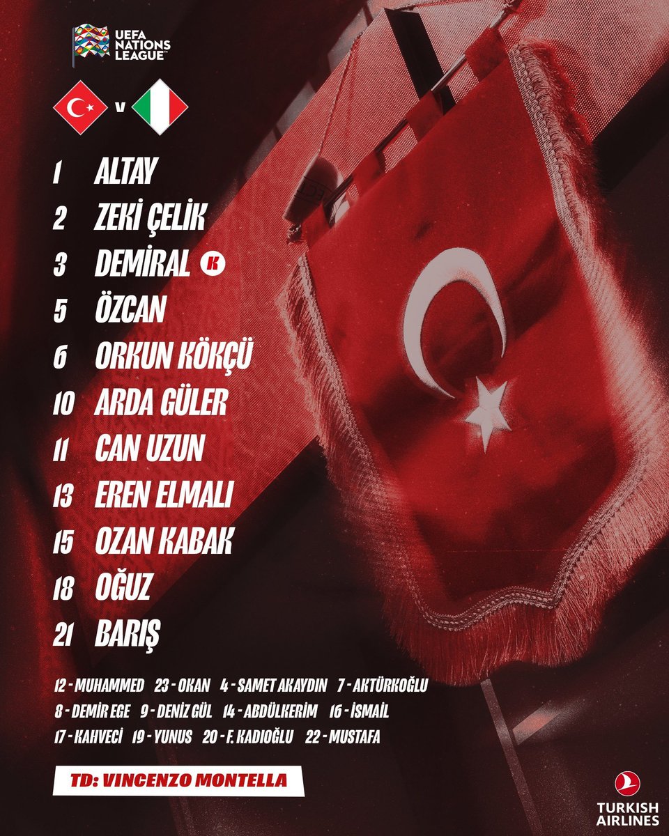 GazeteFont's tweet photo. 🇹🇷 Milli Takımımızın İtalya karşısındaki ilk 11’i belli oldu! https://t.co/yGEmQcjqEs