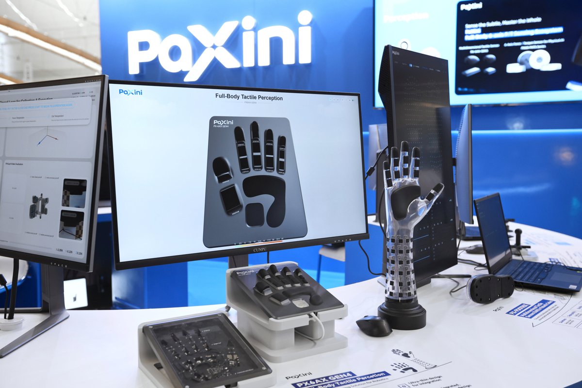 PaXiniAI's tweet photo. 🚀 The doors are open at #IROS2026!

PaXini is officially on the ground in Pittsburgh, bringing our latest embodied perception technologies and full-stack solutions to 𝗕𝗼𝗼𝘁𝗵 #𝟰𝟬𝟬.

From 𝘁𝗮𝗰𝘁𝗶𝗹𝗲 𝘀𝗲𝗻𝘀𝗶𝗻𝗴 𝗵𝗮𝗿𝗱𝘄𝗮𝗿𝗲 to 𝗢𝗺𝗻𝗶𝗩𝗧𝗟𝗔 𝟮.𝟬 𝗺𝗼𝗱𝗲𝗹 and 𝗼𝗺𝗻𝗶-𝗺𝗼𝗱𝗮𝗹 𝗱𝗮𝘁𝗮 𝗰𝗼𝗹𝗹𝗲𝗰𝘁𝗶𝗼𝗻 𝘀𝘆𝘀𝘁𝗲𝗺, join us to explore what’s powering the next generation of embodied AI. 
Featured products：
🌟 𝗣𝗫𝟲𝗔𝗫 𝗚𝗘𝗡𝟰: Multidimensional tactile sensor powered by the true 6D tactile sensing chip, GEN4 FUSE.
🌟 𝗣𝗫𝗖𝗮𝗽 𝗣𝗿𝗼: Next-generation five-finger data collection glove for capturing ready-to-use, high-quality data.
🌟 𝗣𝗫-𝗙𝗢𝗢𝗧𝗥𝗜𝗫: Tactile sensor built for robotic soles, unlocking advanced plantar perception for bipedal robots.

Visit us at: 
📍 𝗕𝗼𝗼𝘁𝗵 #𝟰𝟬𝟬
📅 September 28 – 30, 2026
📌 Pittsburgh, PA

Looking forward to seeing you at #IROS2026!