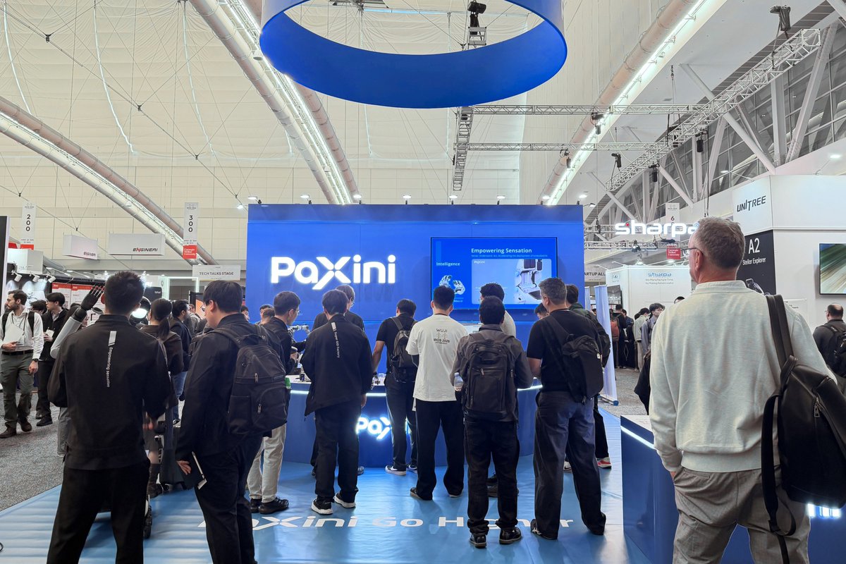 PaXiniAI's tweet photo. 🚀 The doors are open at #IROS2026!

PaXini is officially on the ground in Pittsburgh, bringing our latest embodied perception technologies and full-stack solutions to 𝗕𝗼𝗼𝘁𝗵 #𝟰𝟬𝟬.

From 𝘁𝗮𝗰𝘁𝗶𝗹𝗲 𝘀𝗲𝗻𝘀𝗶𝗻𝗴 𝗵𝗮𝗿𝗱𝘄𝗮𝗿𝗲 to 𝗢𝗺𝗻𝗶𝗩𝗧𝗟𝗔 𝟮.𝟬 𝗺𝗼𝗱𝗲𝗹 and 𝗼𝗺𝗻𝗶-𝗺𝗼𝗱𝗮𝗹 𝗱𝗮𝘁𝗮 𝗰𝗼𝗹𝗹𝗲𝗰𝘁𝗶𝗼𝗻 𝘀𝘆𝘀𝘁𝗲𝗺, join us to explore what’s powering the next generation of embodied AI. 
Featured products：
🌟 𝗣𝗫𝟲𝗔𝗫 𝗚𝗘𝗡𝟰: Multidimensional tactile sensor powered by the true 6D tactile sensing chip, GEN4 FUSE.
🌟 𝗣𝗫𝗖𝗮𝗽 𝗣𝗿𝗼: Next-generation five-finger data collection glove for capturing ready-to-use, high-quality data.
🌟 𝗣𝗫-𝗙𝗢𝗢𝗧𝗥𝗜𝗫: Tactile sensor built for robotic soles, unlocking advanced plantar perception for bipedal robots.

Visit us at: 
📍 𝗕𝗼𝗼𝘁𝗵 #𝟰𝟬𝟬
📅 September 28 – 30, 2026
📌 Pittsburgh, PA

Looking forward to seeing you at #IROS2026!