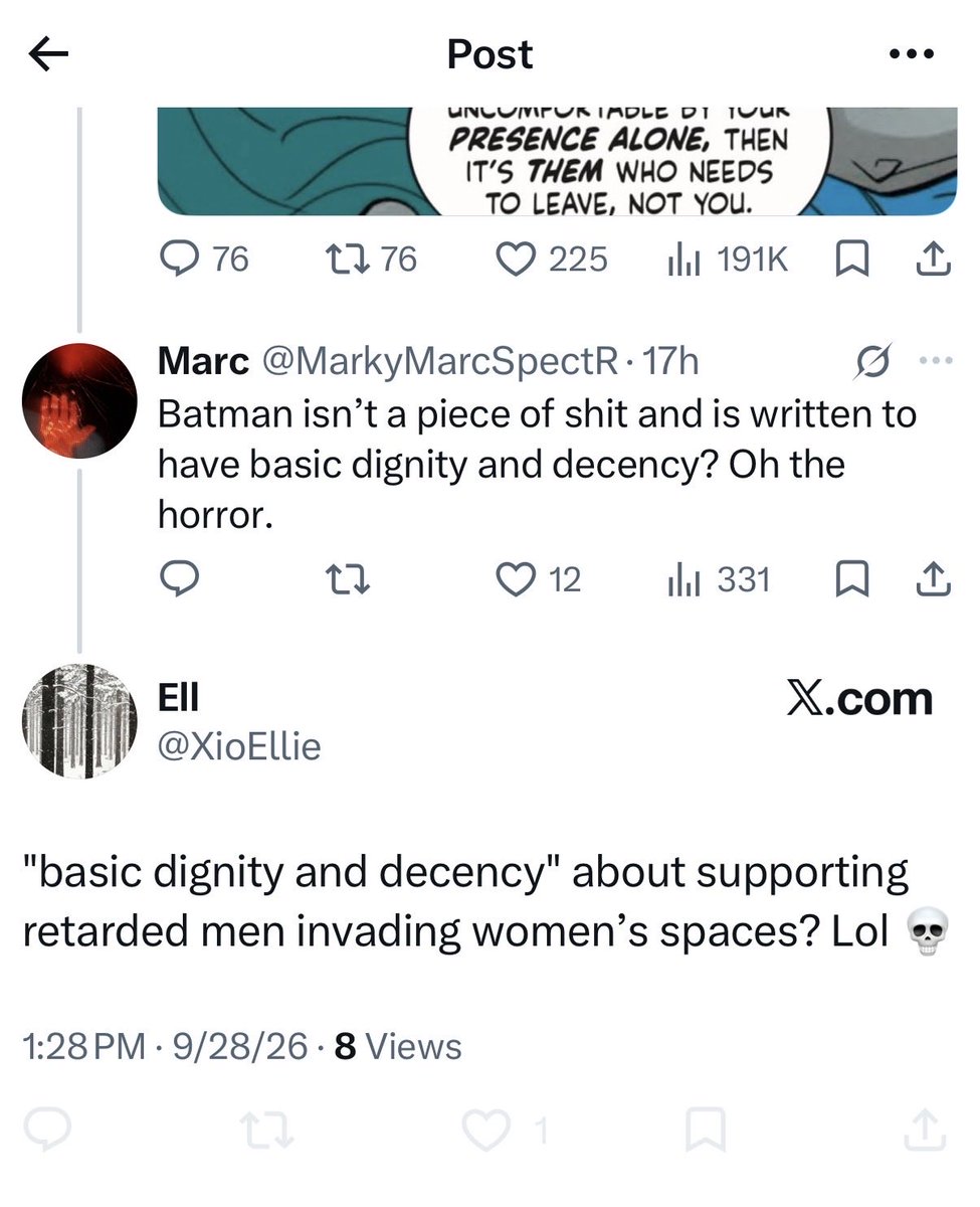 MarkyMarcSpectR's tweet photo. @s3rcphiccfem @XioEllie What’s the matter? Can’t actually stand up for the women’s spaces you pretend to care about? https://t.co/bB0LuvCDlj