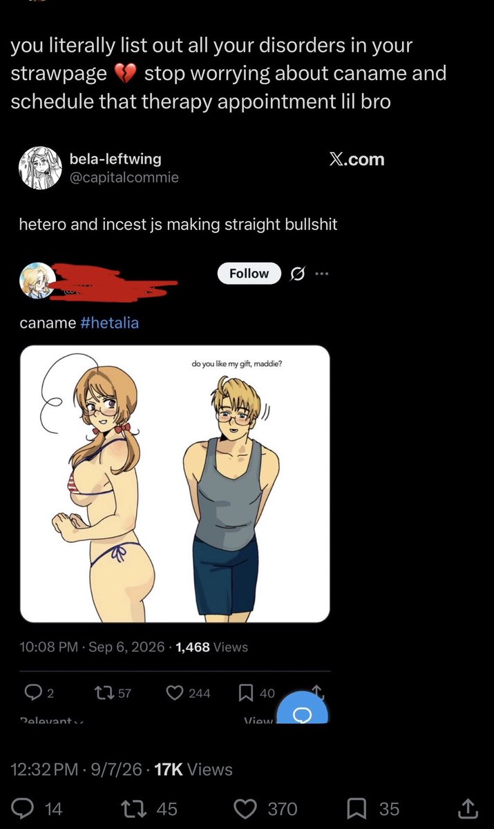 lullabylacess's tweet photo. hetatwt is the only place you'll see a grown ass adult clowning on a minors disorders because they didn't like incest 🫩 oh and have people in their comments saying 'GET EM 😂❤️' https://t.co/uG7ifdPgVg