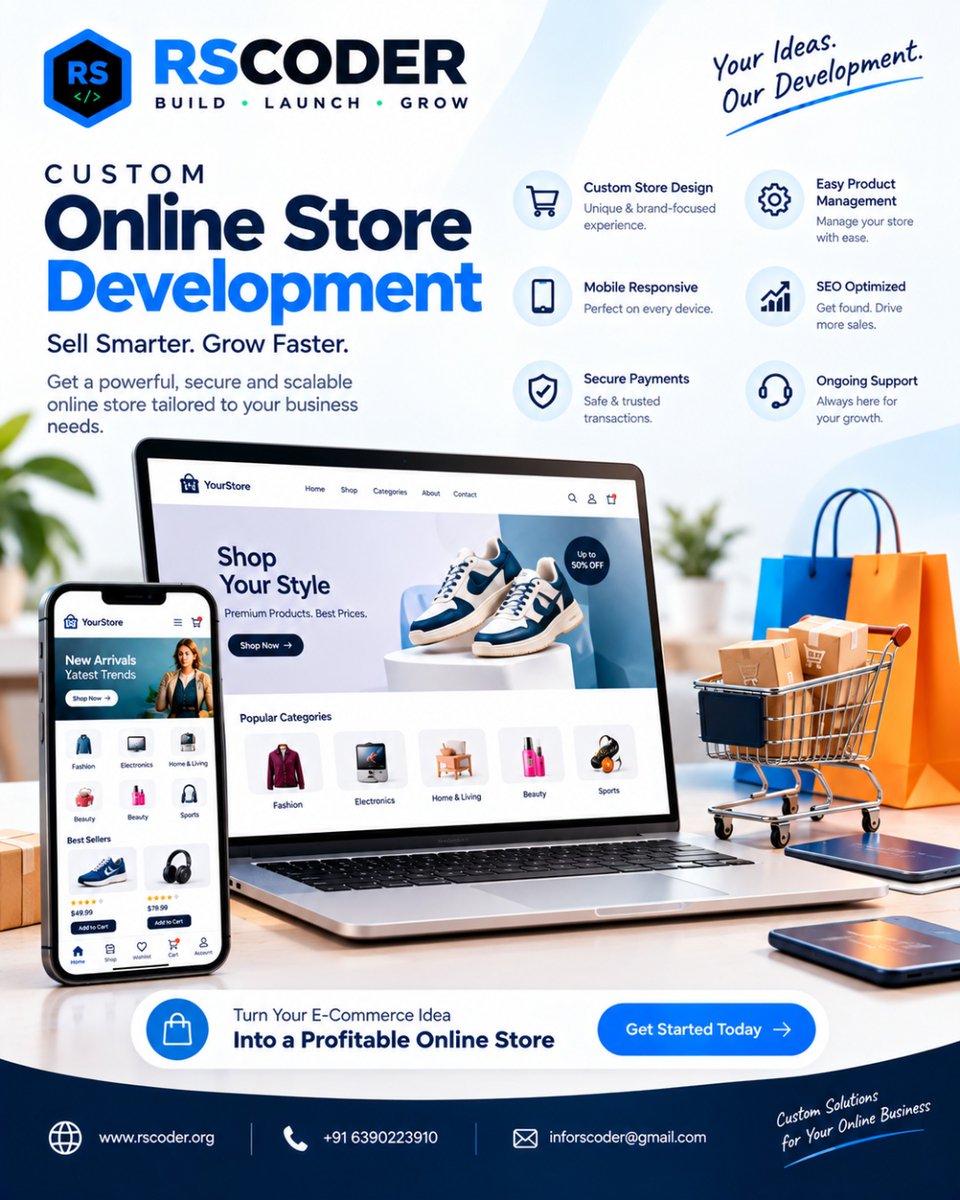 Rscoder8's tweet photo. 🛍️ Build an Online Store Made for Your Business.
✨ Custom Design
📱 Mobile-Responsive
💳 Secure Payments
📦 Product Management
🔎 SEO-Ready
📈 Scalable Technology

🌐 https://t.co/H4Sp5Svecz
📞 +91 6390223910
#Ecommerce #OnlineStore #EcommerceDevelopment #WebDevelopment #RSCoder https://t.co/p634mYbvSs