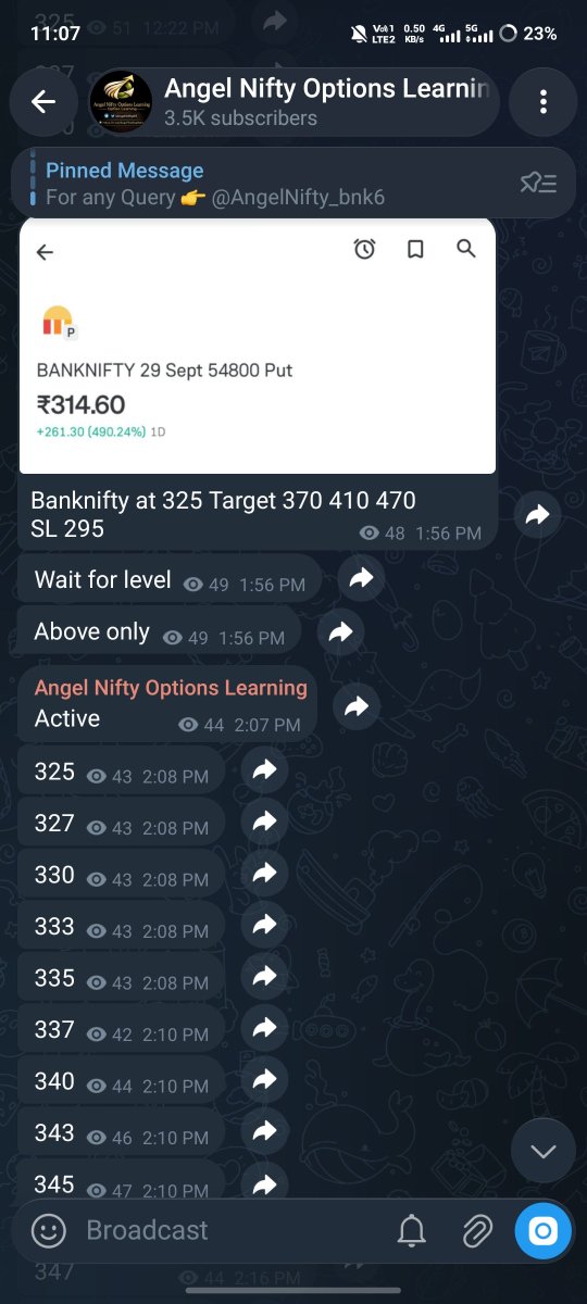 AngelNifty83's tweet photo. Bank Nifty 54800 Put option setup entry at 325 hit 1st target 370 & 2nd target 410, moving all the way up to 420+! Clean levels & solid profits. π―π
Link in bio. π
https://t.co/1Ayr6x7nal
#BankNifty #OptionsTrading #StockMarketIndia #TradingUpdates #FreeTelegramGroup https://t.co/0pC1WkCza8