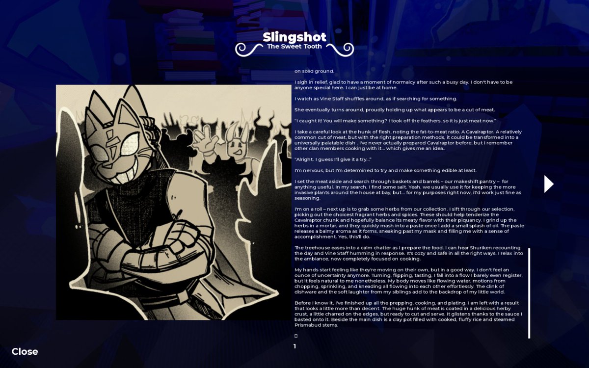 Slingshotcrumb's tweet photo. // Slingshot mastery lore page! ^o^ 🩵 (1/2) https://t.co/xQn4988yla