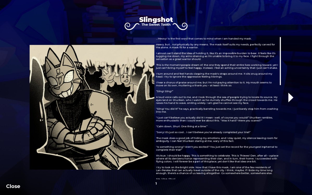 Slingshotcrumb's tweet photo. // Slingshot mastery lore page! ^o^ 🩵 (1/2) https://t.co/xQn4988yla