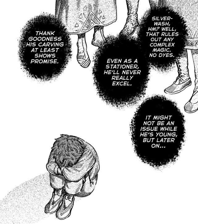 inarifukuro's tweet photo. We don't talk enough about Tartah facing double discrimination: he can't really practice magic because of prejudice of witch society AND ableism is also a systemic issue in non witch society (seen in the lack of medicine tags). He's basically an 'outsider' in both contexts #wha https://t.co/yIH65qSb0a