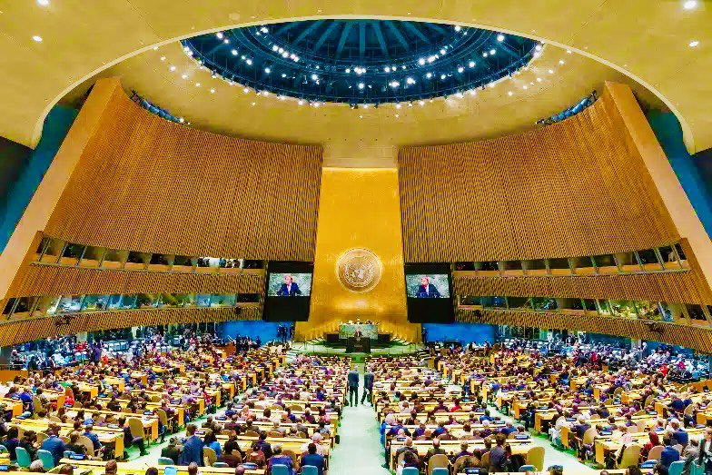 EmbassyEritrea's tweet photo. 🇪🇷ERITREA’s Week Review at the UNGA81

Eritrean delegation led by H.E. Osman Saleh, Minister of Foreign Affairs, participated actively in the High-Level Week of the 81st United Nations General Assembly in New York, advancing Eritrea’s diplomatic engagement and positions on regional, continental and global issues.

This morning, 28 September, Minister Osman delivered Eritrea’s national statement at the UNGA81 General Debate, presenting Eritrea’s perspectives on international peace and security, #sovereignty and territorial integrity, the #Horn of #Africa and #Red #Sea region, genuine #multilateralism, development and other issues of international concern.

Throughout the week, the delegation participated in high-level #UN meetings and interventions, including the 40th Anniversary of the Declaration on the Right to Development, the High-Level Meeting on Pandemic Prevention, Preparedness and Response, the plenary on sea-level rise, and the 50th Annual Meeting of Foreign Ministers of the G77 and China. Eritrea emphasized sovereign equality, self-reliance, equitable development, South-South cooperation and a more representative multilateral system.

The delegation also held a series of bilateral and high-level meetings with UN officials and senior government representatives, including UN Secretary General Antonio Guterres, the Foreign Ministers of #Algeria, #Burkina Faso, #Egypt, #Sudan, #Sweden, #Oman, #Singapore, #Andorra and #Greece, as well as UN Under-Secretary-General Rosemary DiCarlo, #European #Union special representative and  #UK National Security Adviser Jonathan Powell. 

Ambassador Sophia Tesfamariam, in her capacity as one of the 21 Vice-Presidents of UNGA81, presided over a plenary session during the general debate.

Discussions covered bilateral relations, regional peace and security, the Horn of Africa, Red Sea and Gulf of Aden, and issues of mutual interest.

Eritrea also contributed to other high-level side events, including the launch of the State of Africa’s Children 2026 report.

The week-long participation reflected Eritrea’s continued active, principled and substantive engagement at the United Nations, combining the national statement, multilateral interventions, bilateral diplomacy and participation in key international forums while advancing Eritrea’s national and regional priorities.

#EritreaPrevails